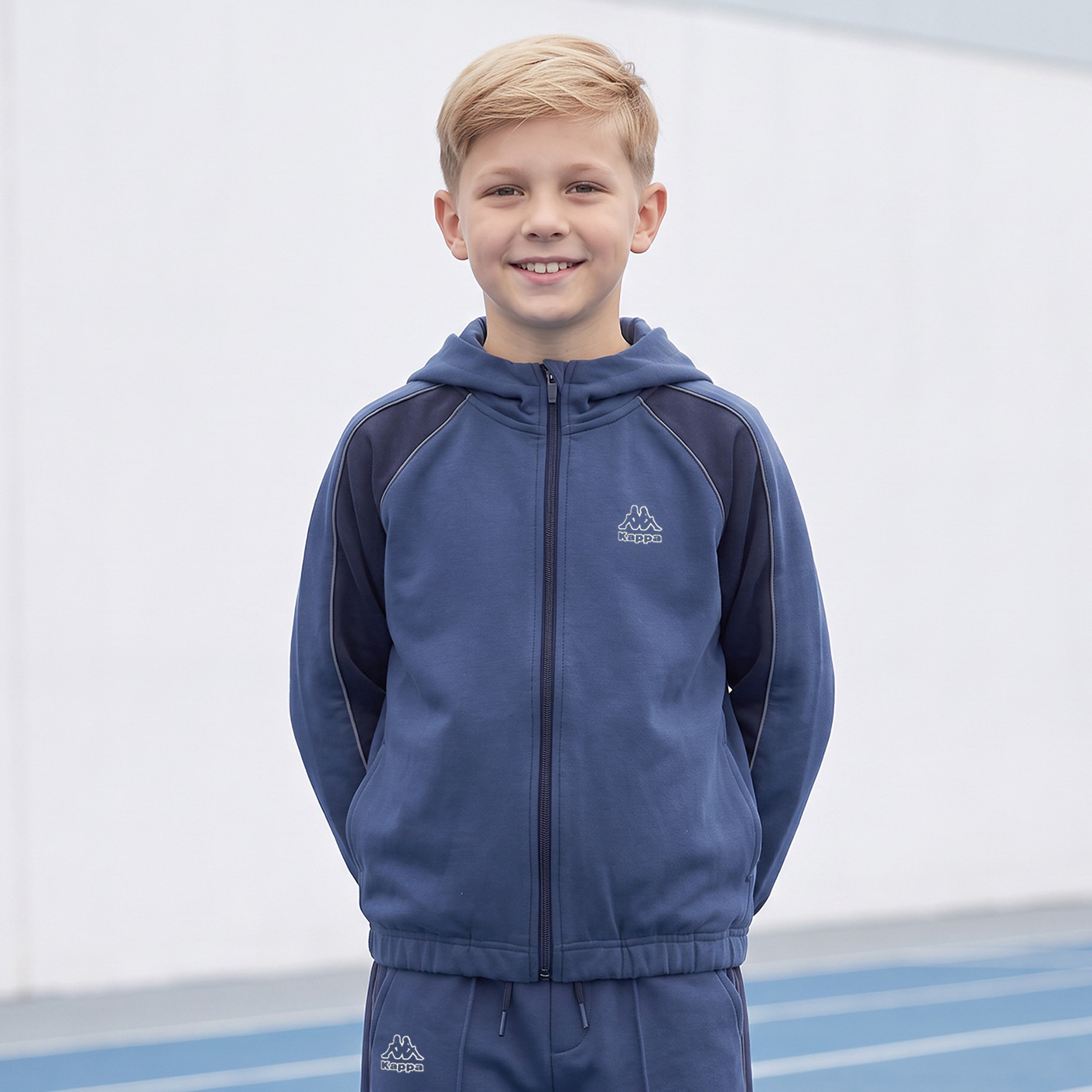 Kappa Hooded Neck Long Sleeves Hoodie and Track Pant Set with Drawstring Closure-boys-clothing-setsandcoords-image-3