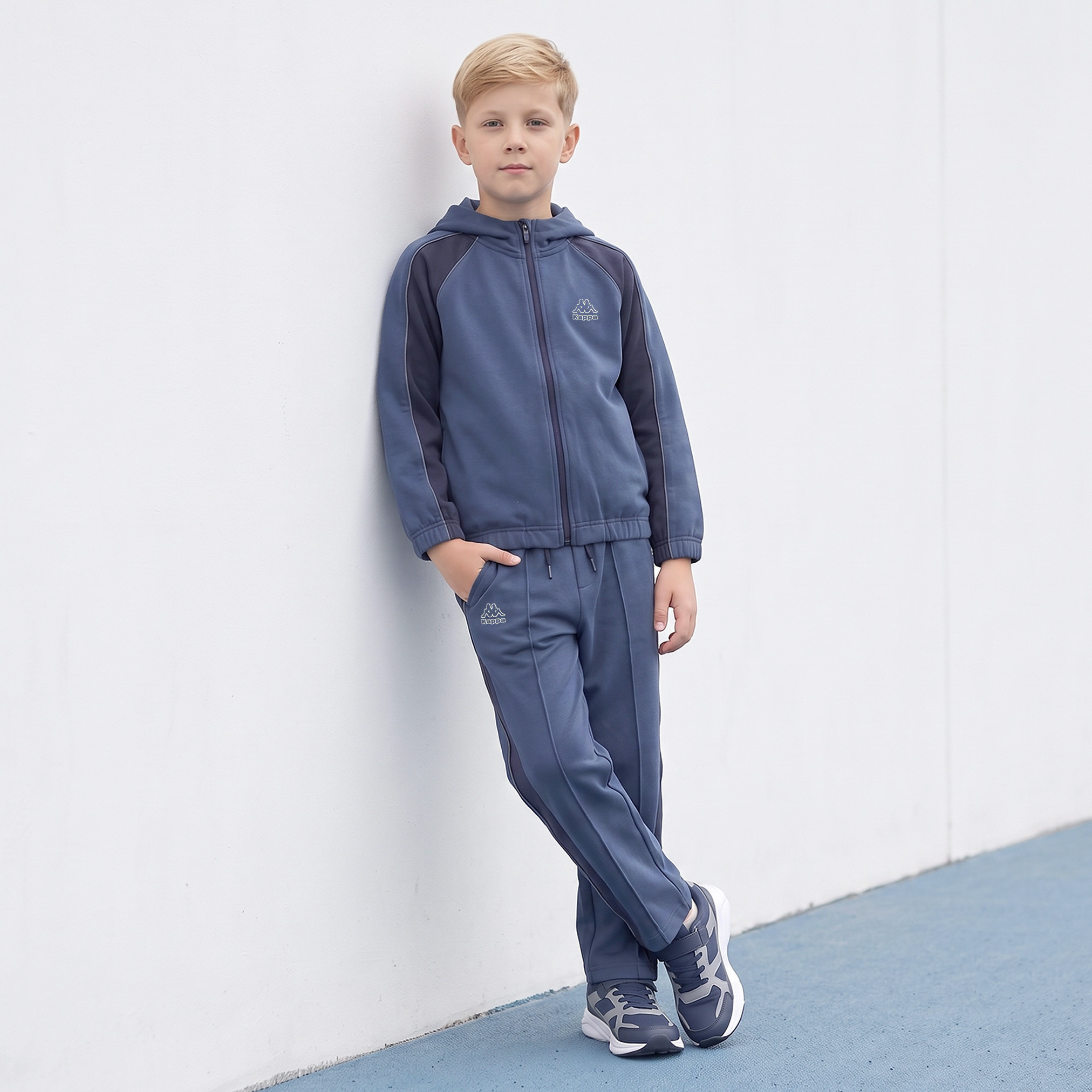 Kappa Hooded Neck Long Sleeves Hoodie and Track Pant Set with Drawstring Closure-boys-clothing-setsandcoords-image-5