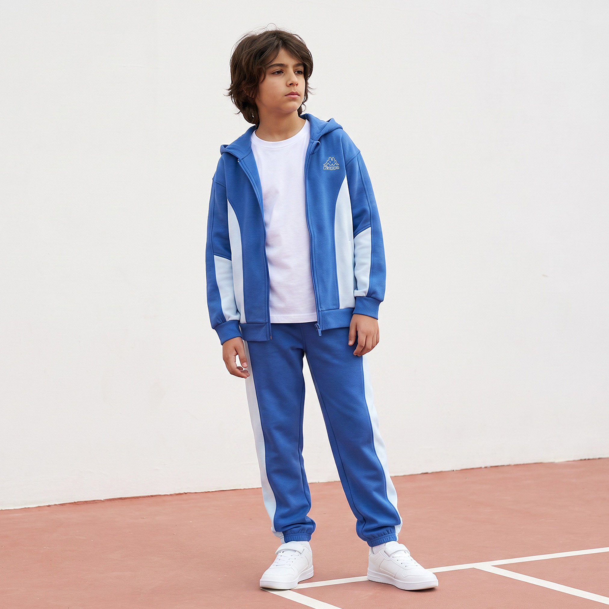 Kappa Hooded Neck Long Sleeves Hoodie and Joggers Set with Colourblock Panel-boys-clothing-setsandcoords-image-1
