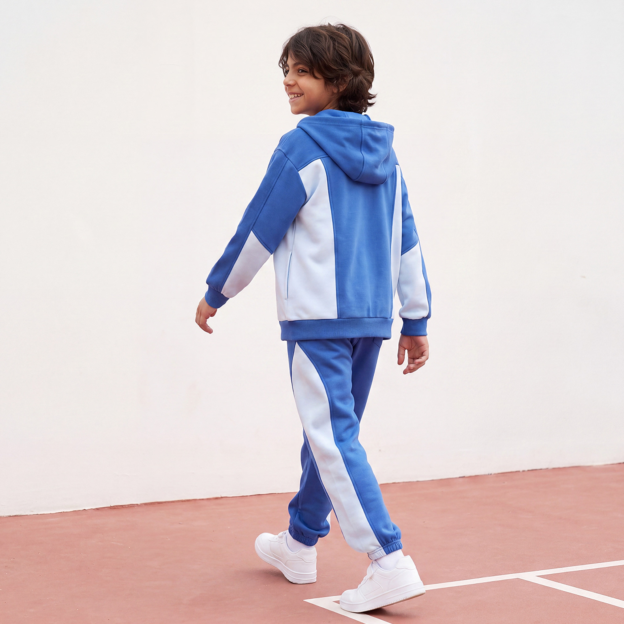 Kappa Hooded Neck Long Sleeves Hoodie and Joggers Set with Colourblock Panel-boys-clothing-setsandcoords-image-2