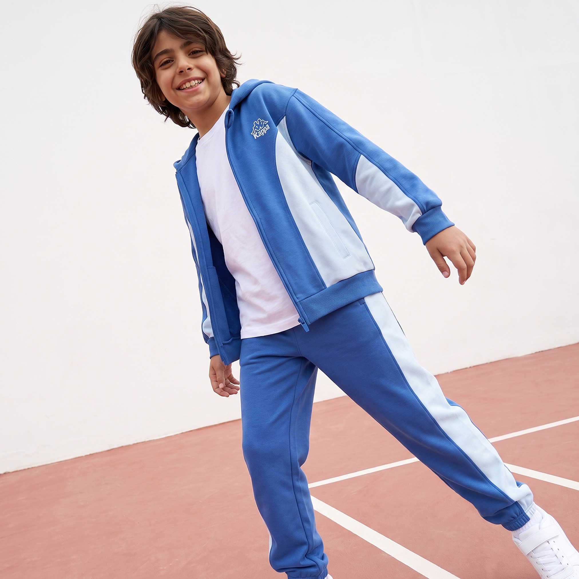 Kappa Hooded Neck Long Sleeves Hoodie and Joggers Set with Colourblock Panel-boys-clothing-setsandcoords-image-5