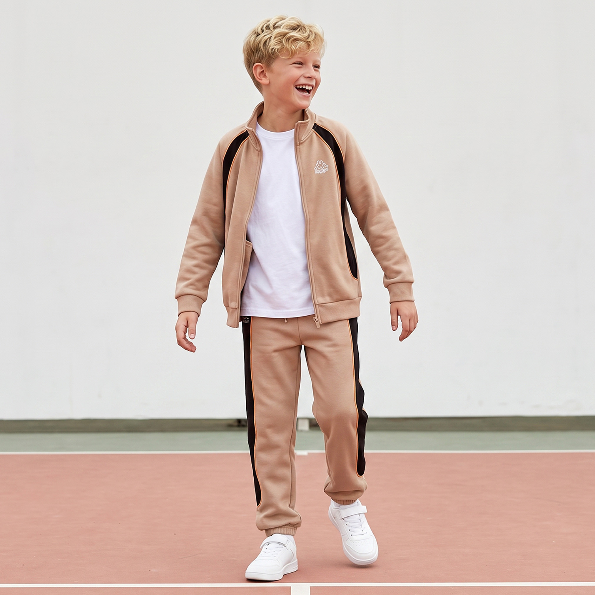 Kappa High Neck Long Sleeves Jacket and Joggers Set with Contrast Panels-boys-clothing-setsandcoords-image-1
