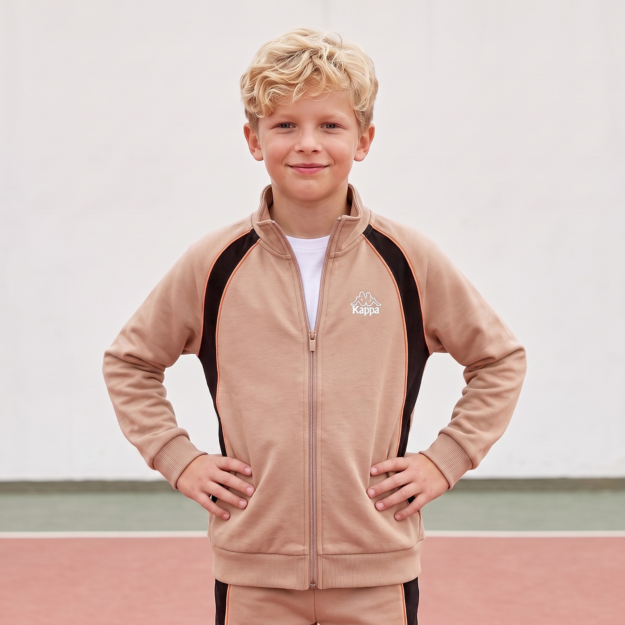 Kappa High Neck Long Sleeves Jacket and Joggers Set with Contrast Panels-boys-clothing-setsandcoords-image-2