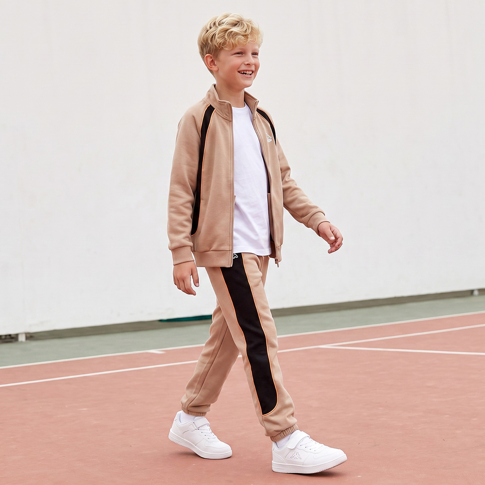 Kappa High Neck Long Sleeves Jacket and Joggers Set with Contrast Panels-boys-clothing-setsandcoords-image-7