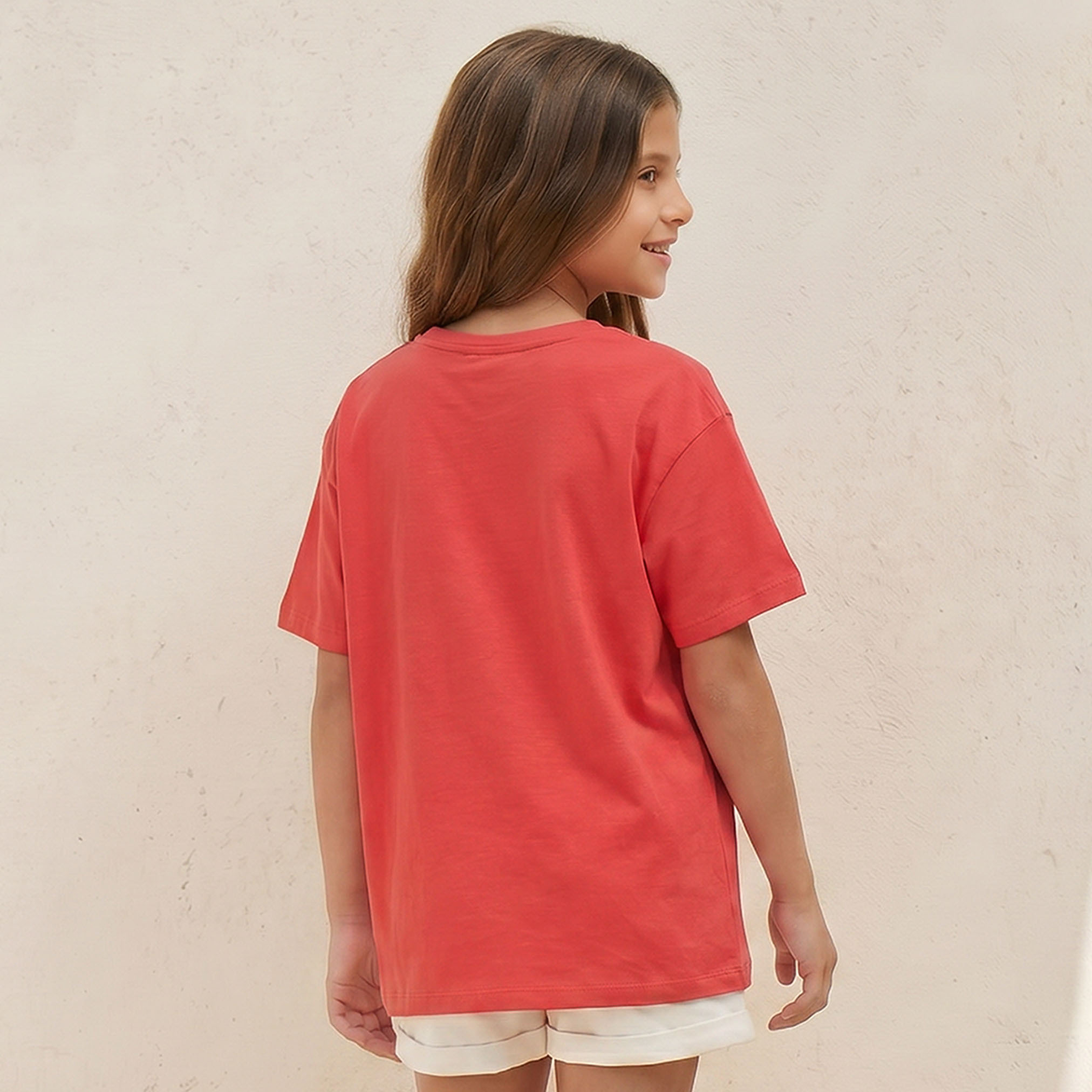 Juniors Crew Neck Short Sleeves T-shirt with Print-girls-clothing-tshirts-image-3