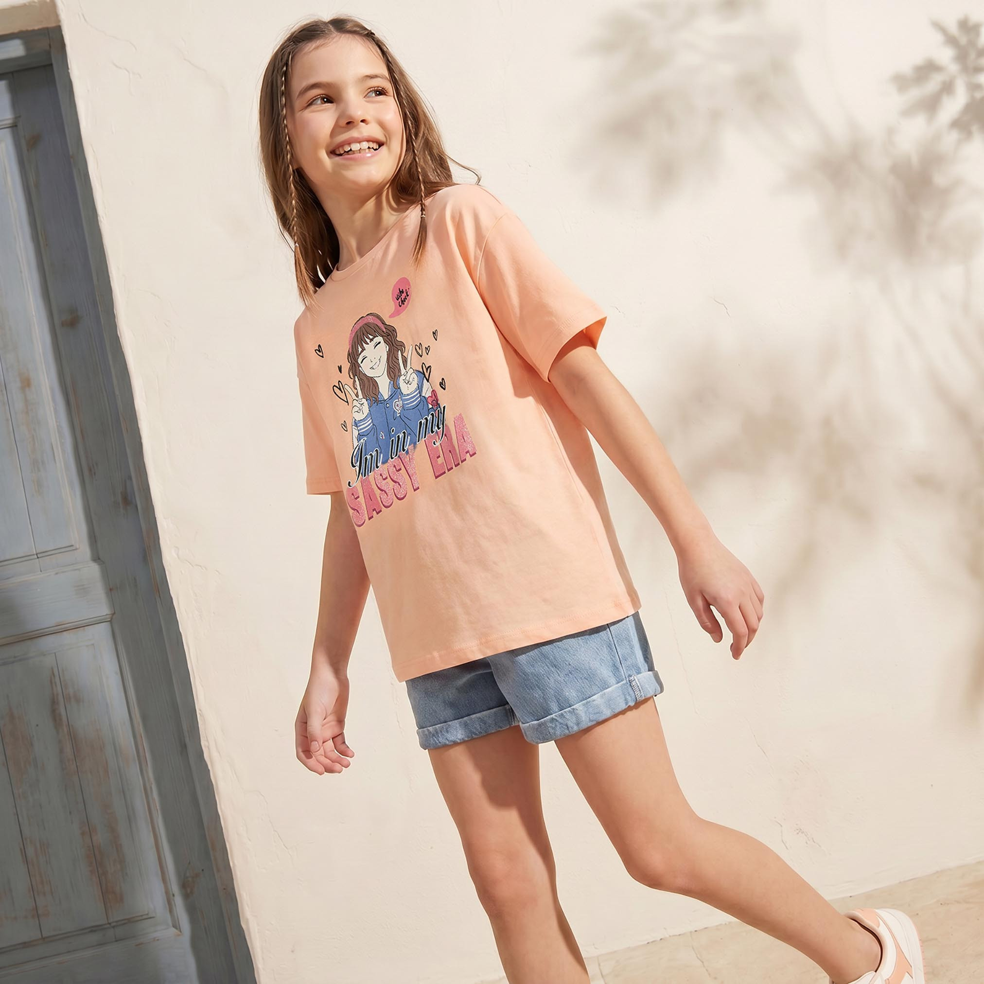 Lee Cooper Crew Neck Short Sleeves T-shirt with Graphic Print-girls-clothing-tshirts-image-1