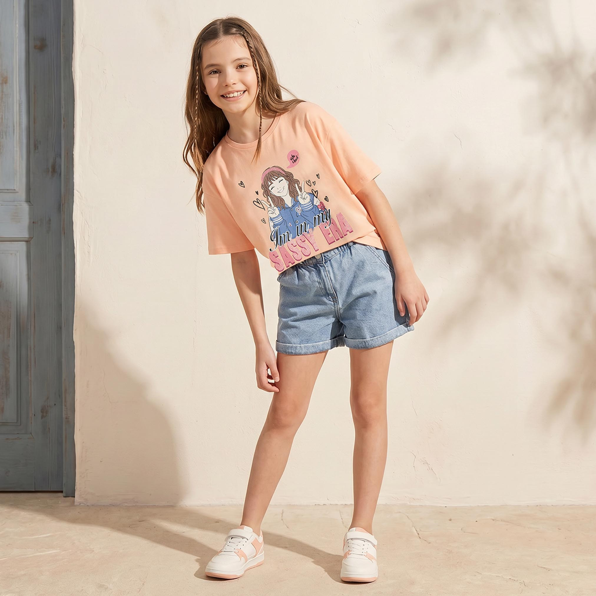 Lee Cooper Crew Neck Short Sleeves T-shirt with Graphic Print-girls-clothing-tshirts-image-2
