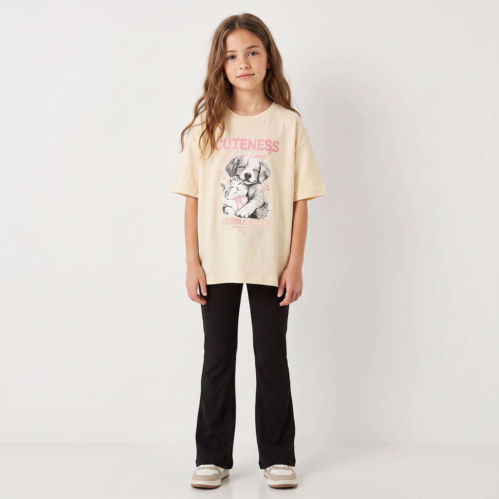 Juniors Crew Neck Short Sleeves T-shirt with Graphic Print-girls-clothing-tshirts-image-2