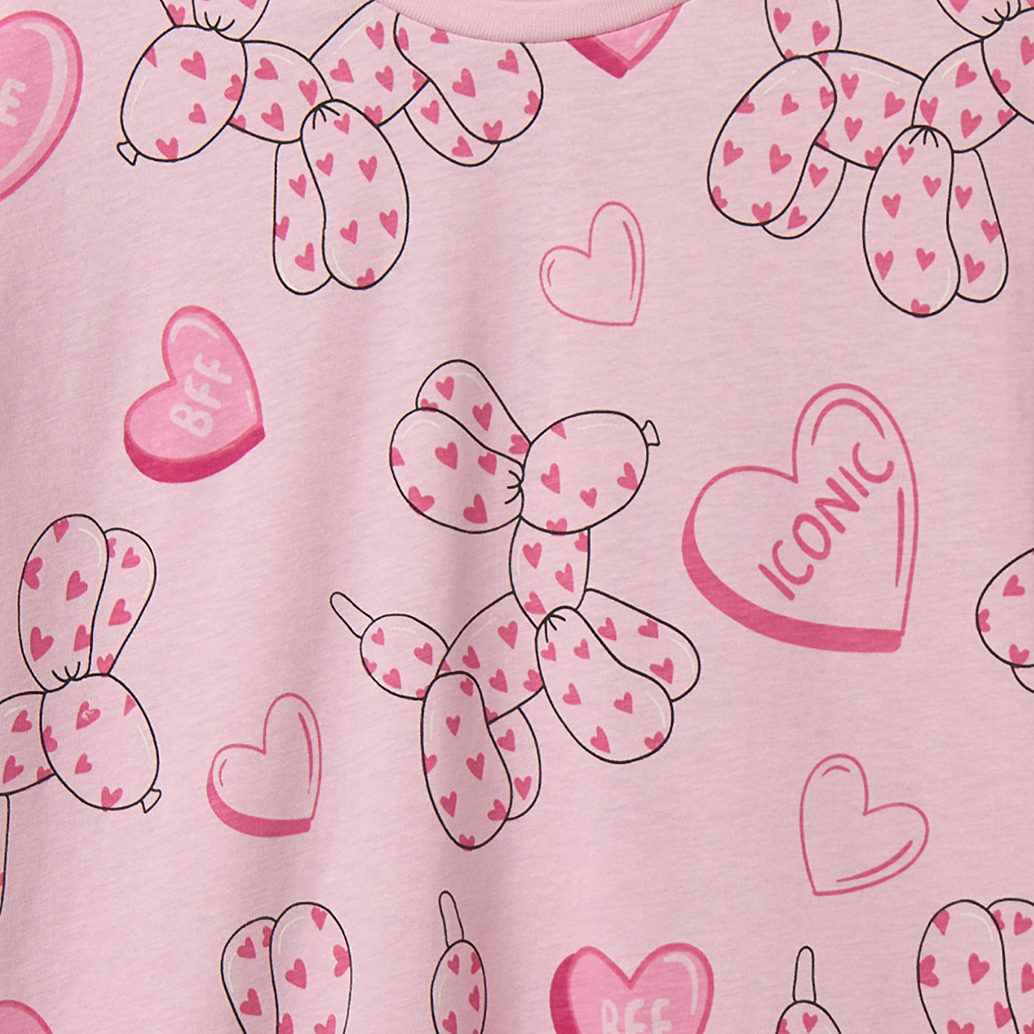 Juniors Crew Neck Short Sleeves T-shirt with Cute Print-girls-clothing-tshirts-image-4