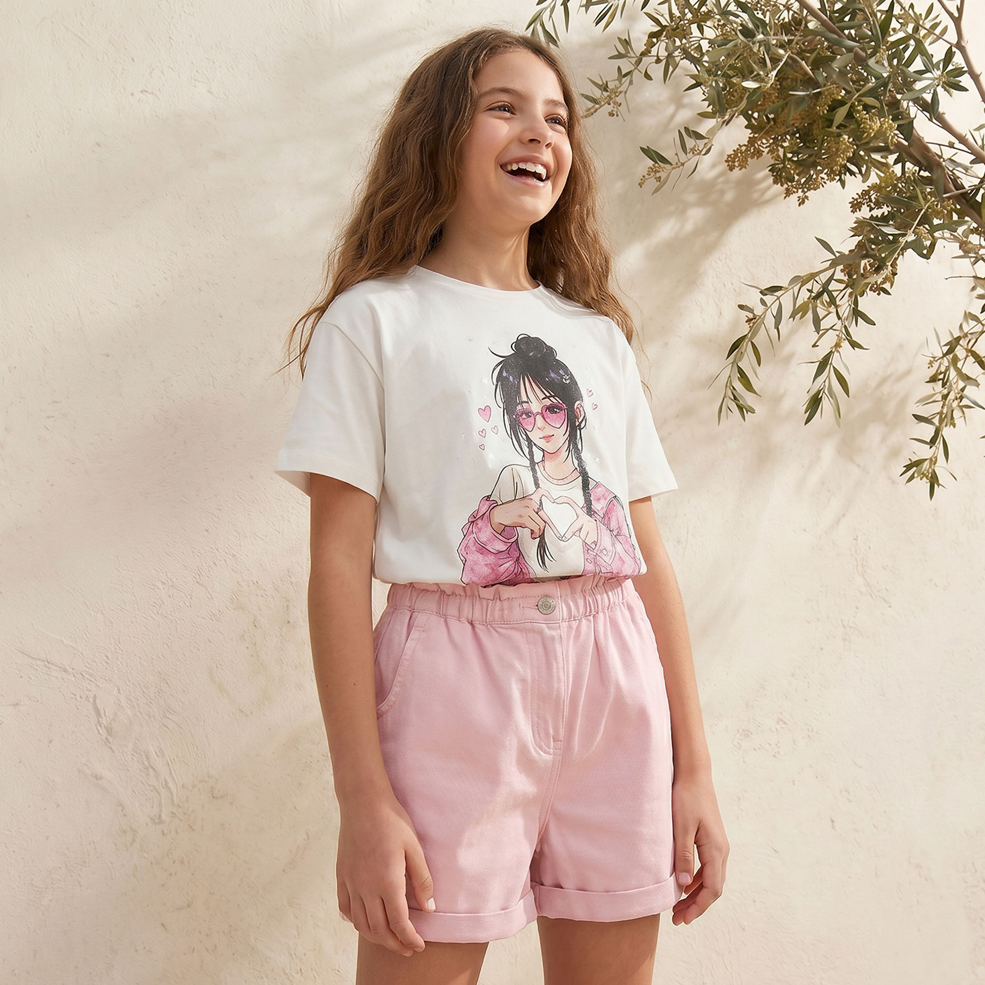 Juniors Crew Neck Short Sleeves T-shirt with Anime Print-girls-clothing-tshirts-image-5