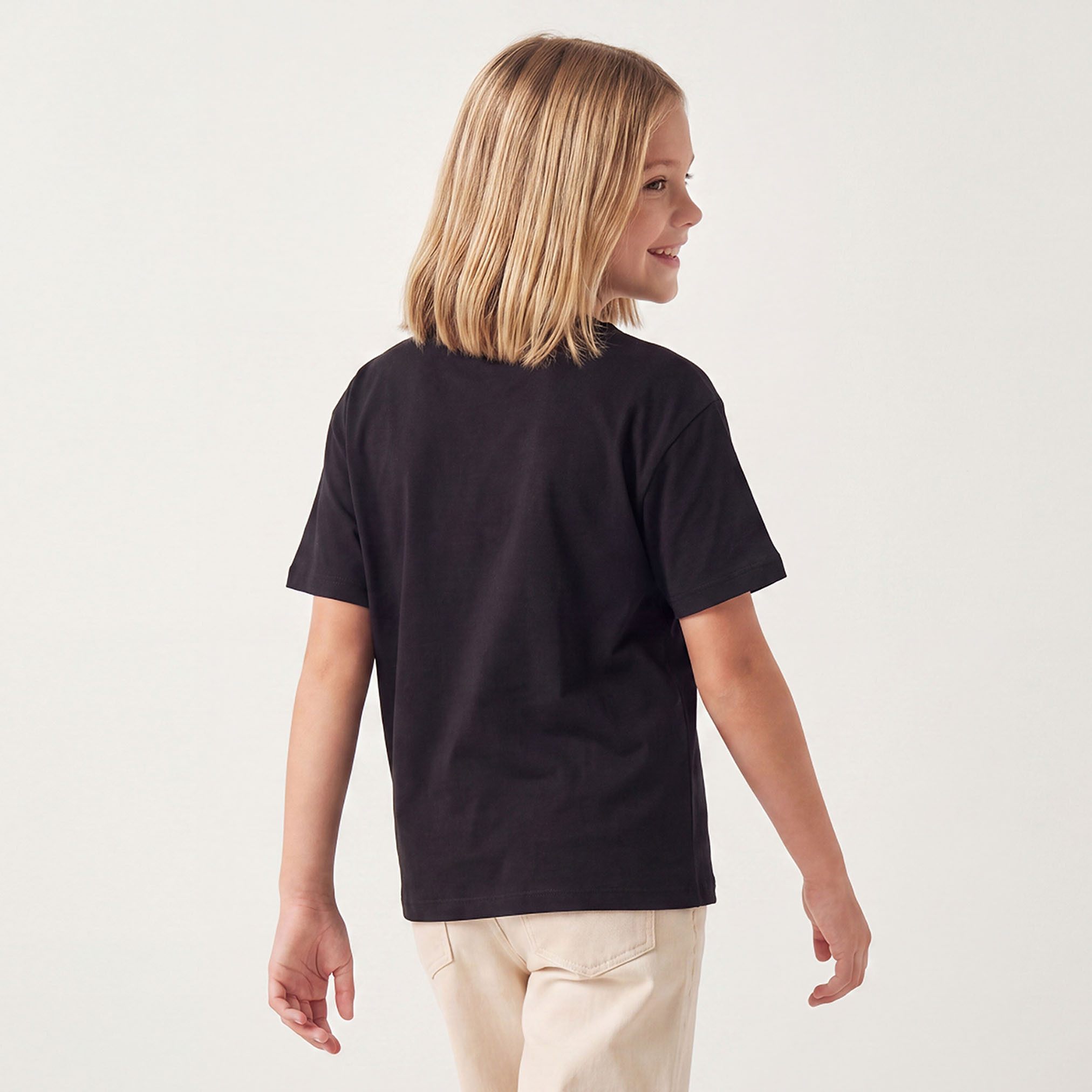 Juniors Round Neck Short Sleeves T-shirt with Sequin Embellishment-girls-clothing-tshirts-image-3