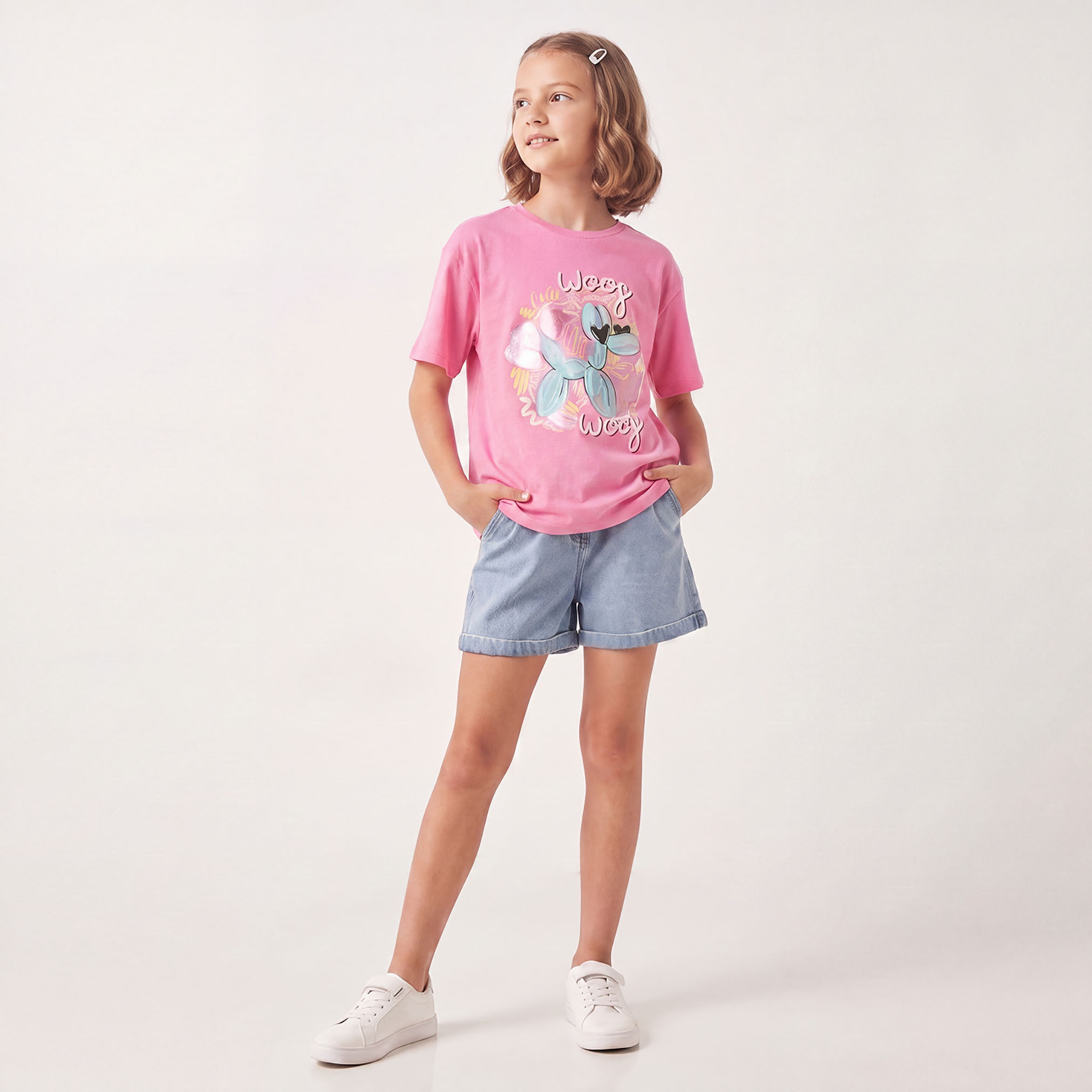 Juniors Crew Neck Short Sleeves T-shirt with Graphic Print-girls-clothing-tshirts-image-2