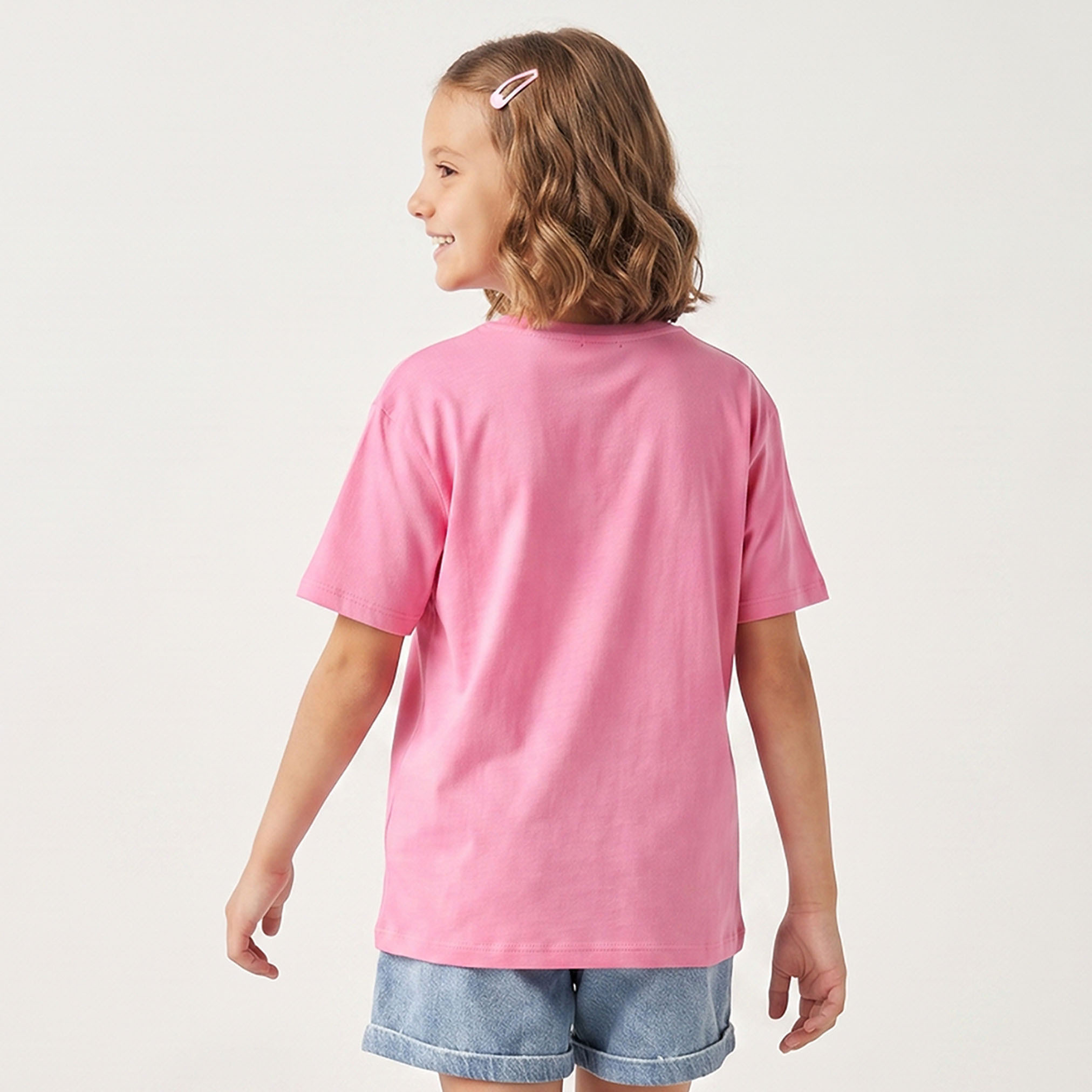 Juniors Crew Neck Short Sleeves T-shirt with Graphic Print-girls-clothing-tshirts-image-3