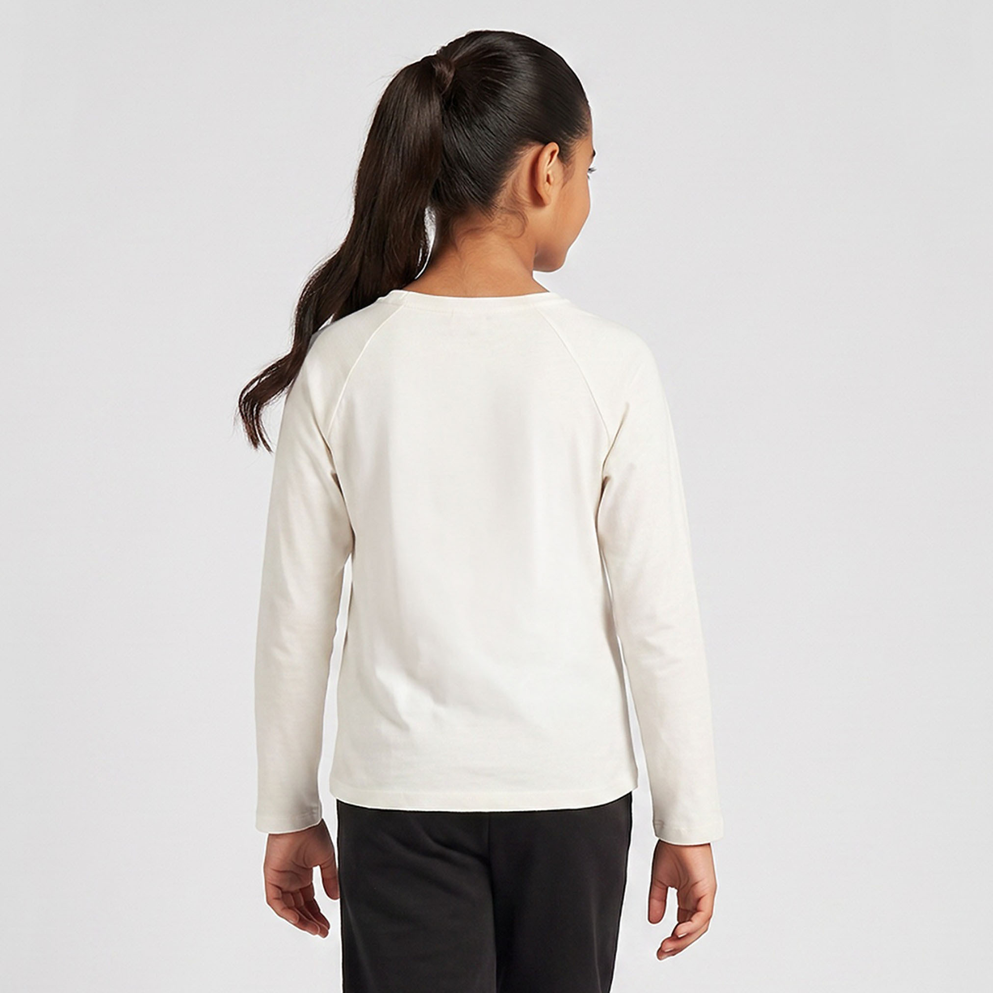 Juniors Crew Neck Long Sleeves T-shirt with Graphic Print-girls-clothing-tshirts-image-3