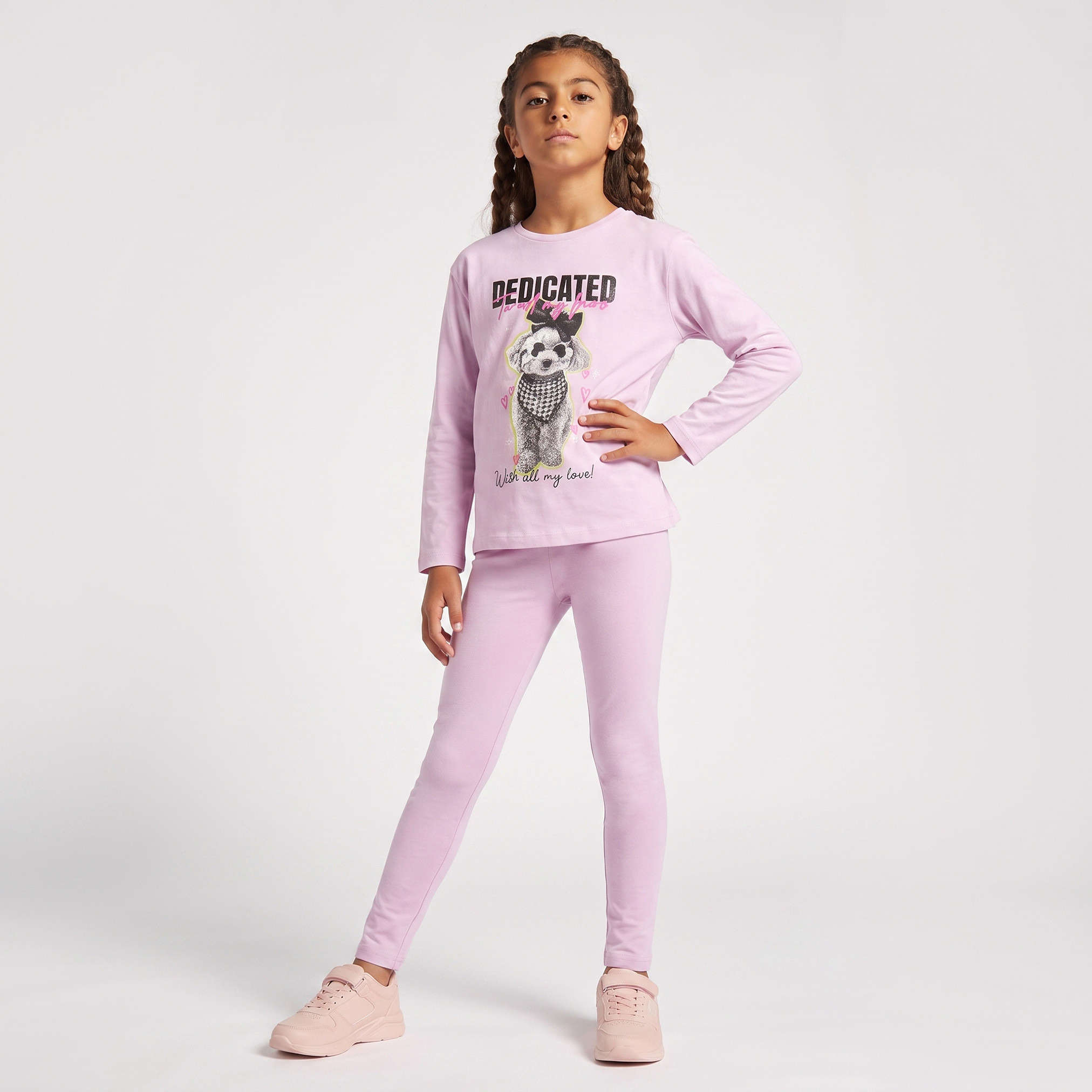 تيشيرت بياقة ضيقة وأكمام طويلة وطبعات من جونيورز-girls-clothing-tshirts-image-2