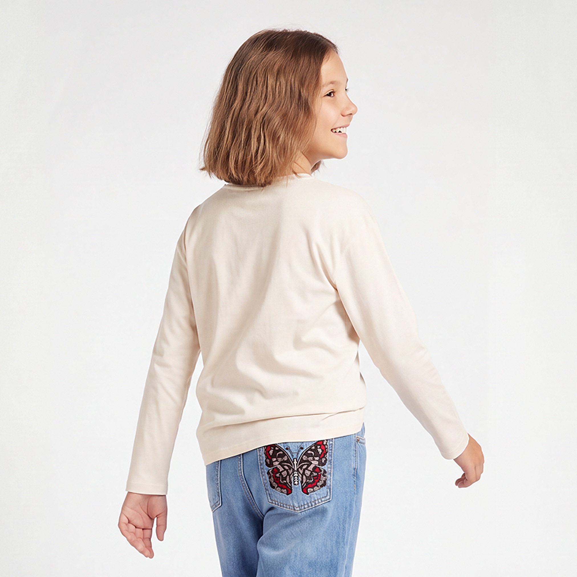 Juniors Crew Neck Long Sleeves T-shirt with Illustrated Print-girls-clothing-tshirts-image-3