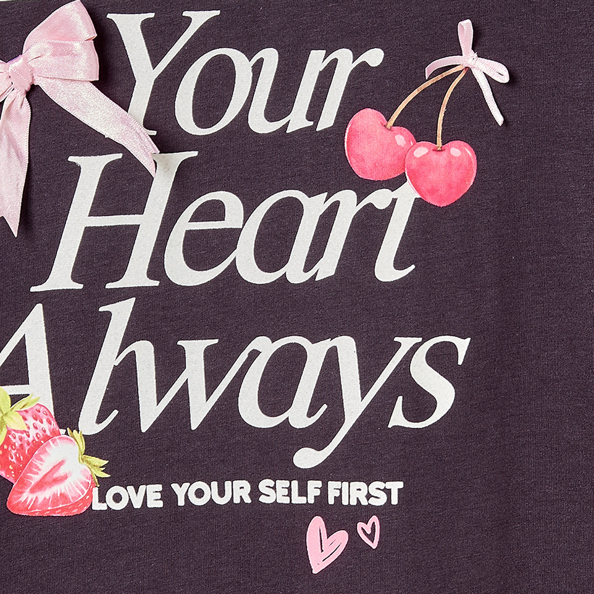 Juniors Crew Neck Long Sleeves T-shirt with Slogan Print-girls-clothing-tshirts-image-6