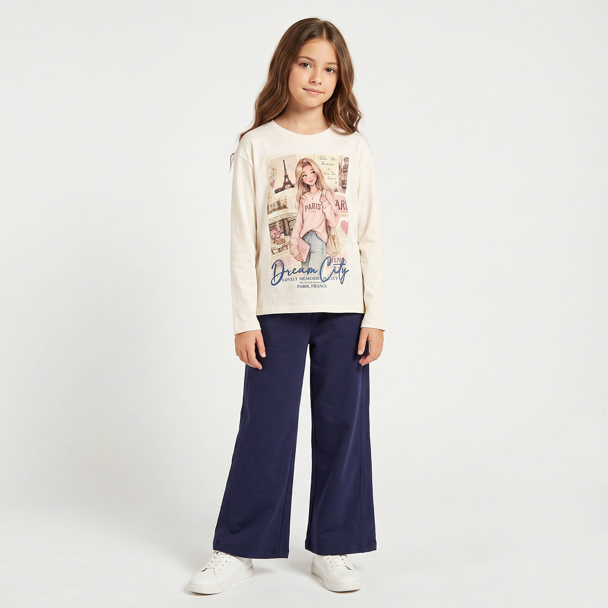 تيشيرت بأكمام طويلة وياقة ضيقة وطبعات باريس من جونيورز-girls-clothing-tshirts-image-6