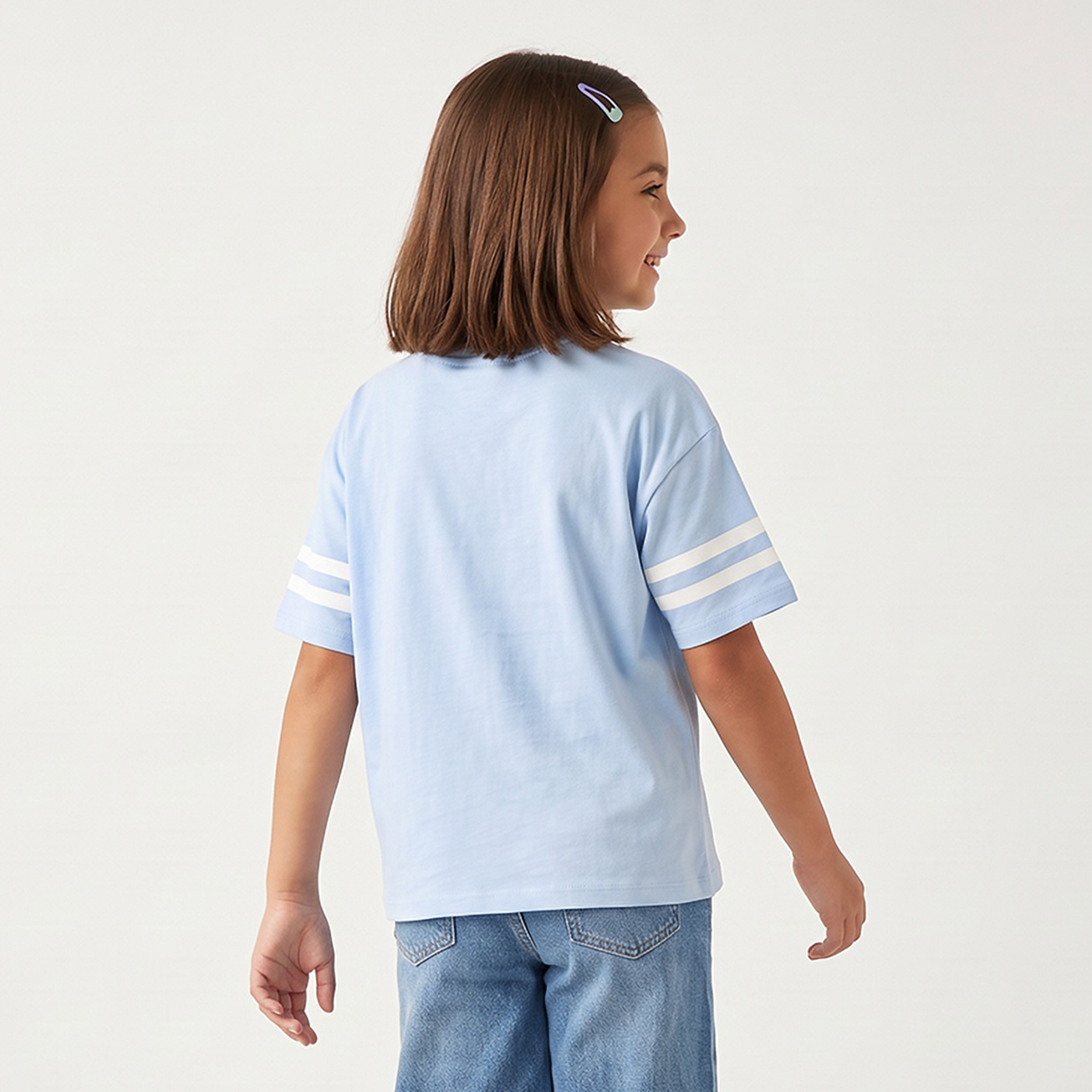 Juniors Crew Neck Short Sleeves T-shirt with Graphic Print-girls-clothing-tshirts-image-3