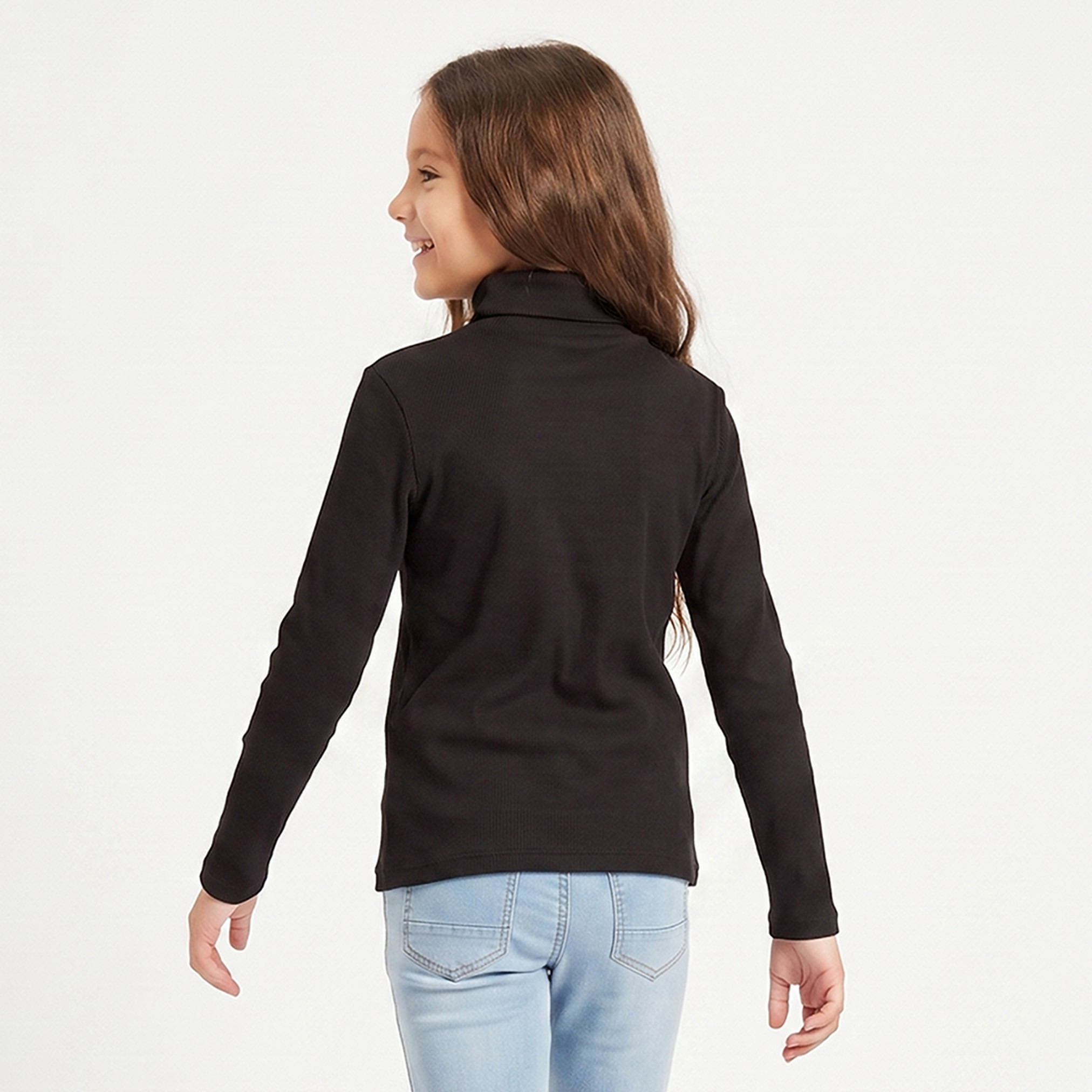 تيشيرت مضلع بياقة عالية وأكمام قصيرة من جونيورز-girls-clothing-tshirts-image-3
