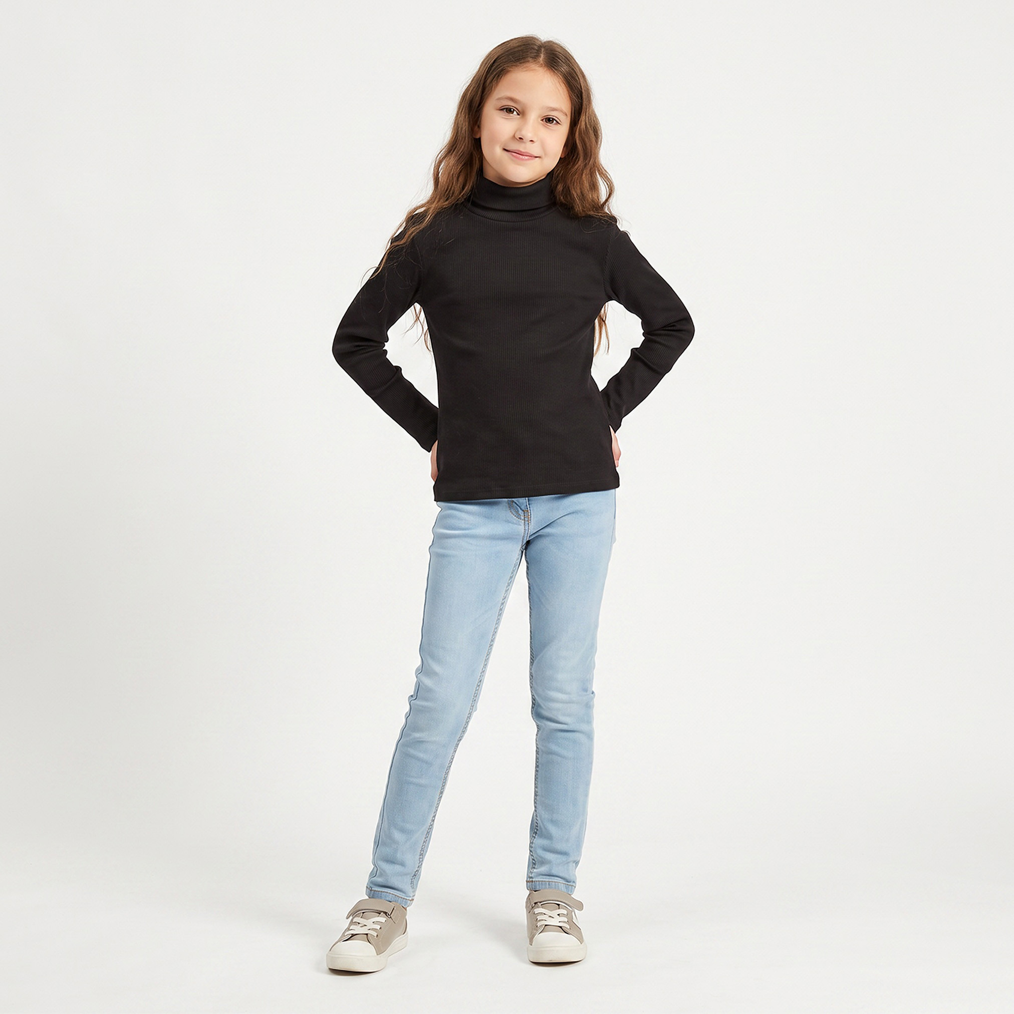 تيشيرت مضلع بياقة عالية وأكمام قصيرة من جونيورز-girls-clothing-tshirts-image-5
