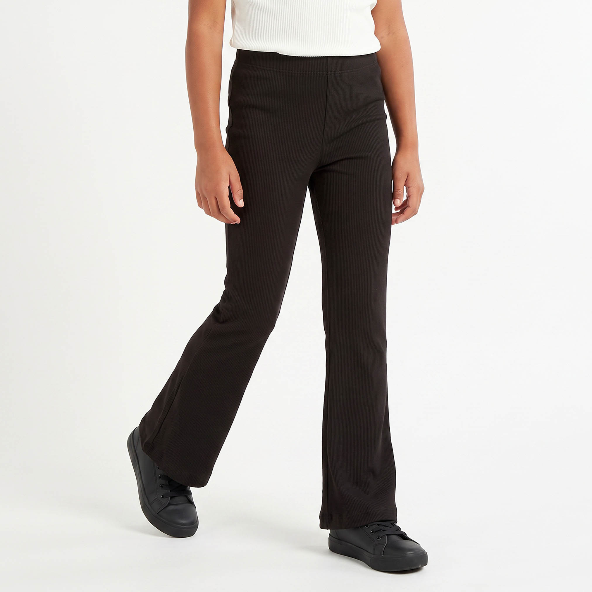 Juniors Flared Leggings with Ribbed Design-girls-clothing-bottoms-leggings-image-1