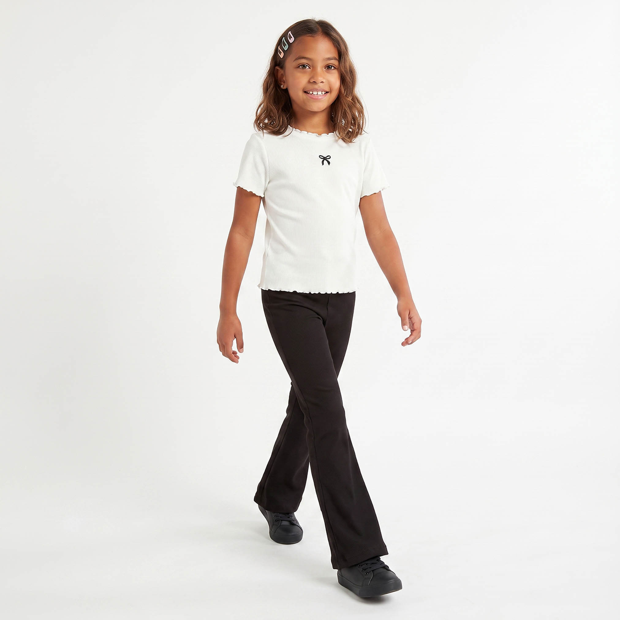 Juniors Flared Leggings with Ribbed Design-girls-clothing-bottoms-leggings-image-2