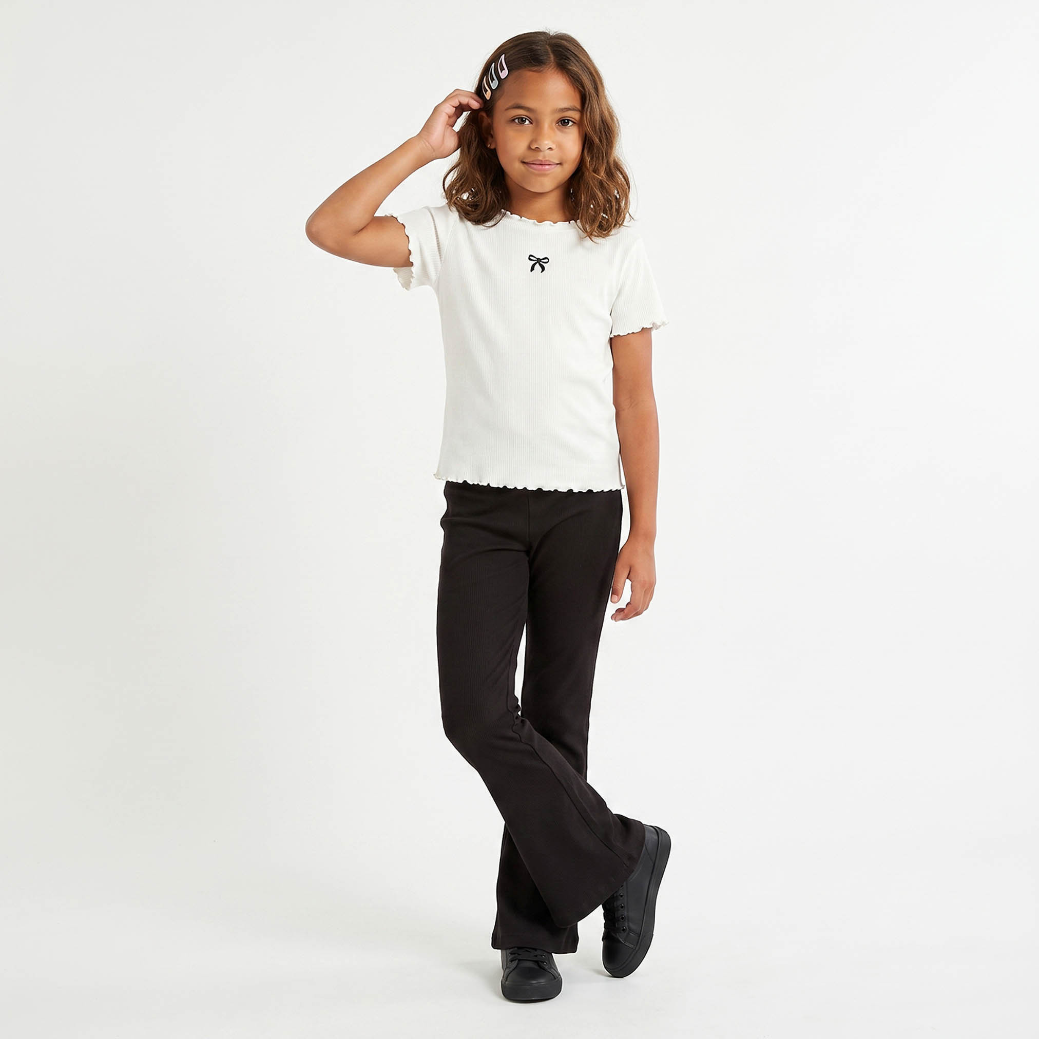 Juniors Flared Leggings with Ribbed Design-girls-clothing-bottoms-leggings-image-5