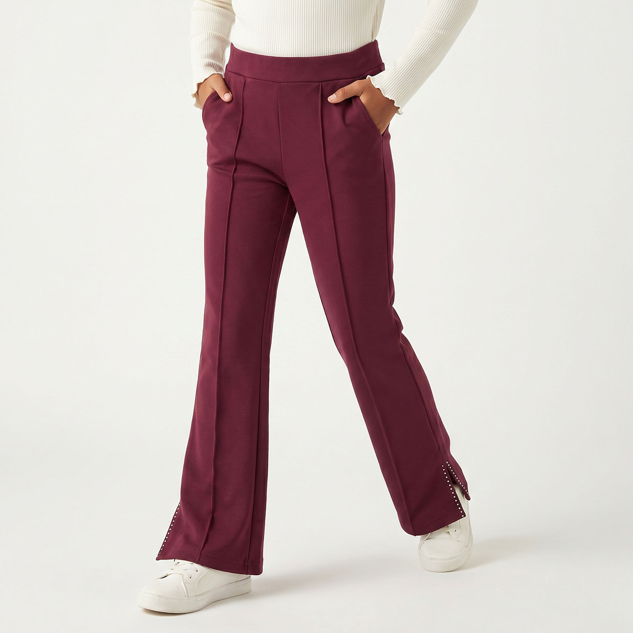 Juniors Leggings with Flared Hem-girls-clothing-bottoms-leggings-image-1