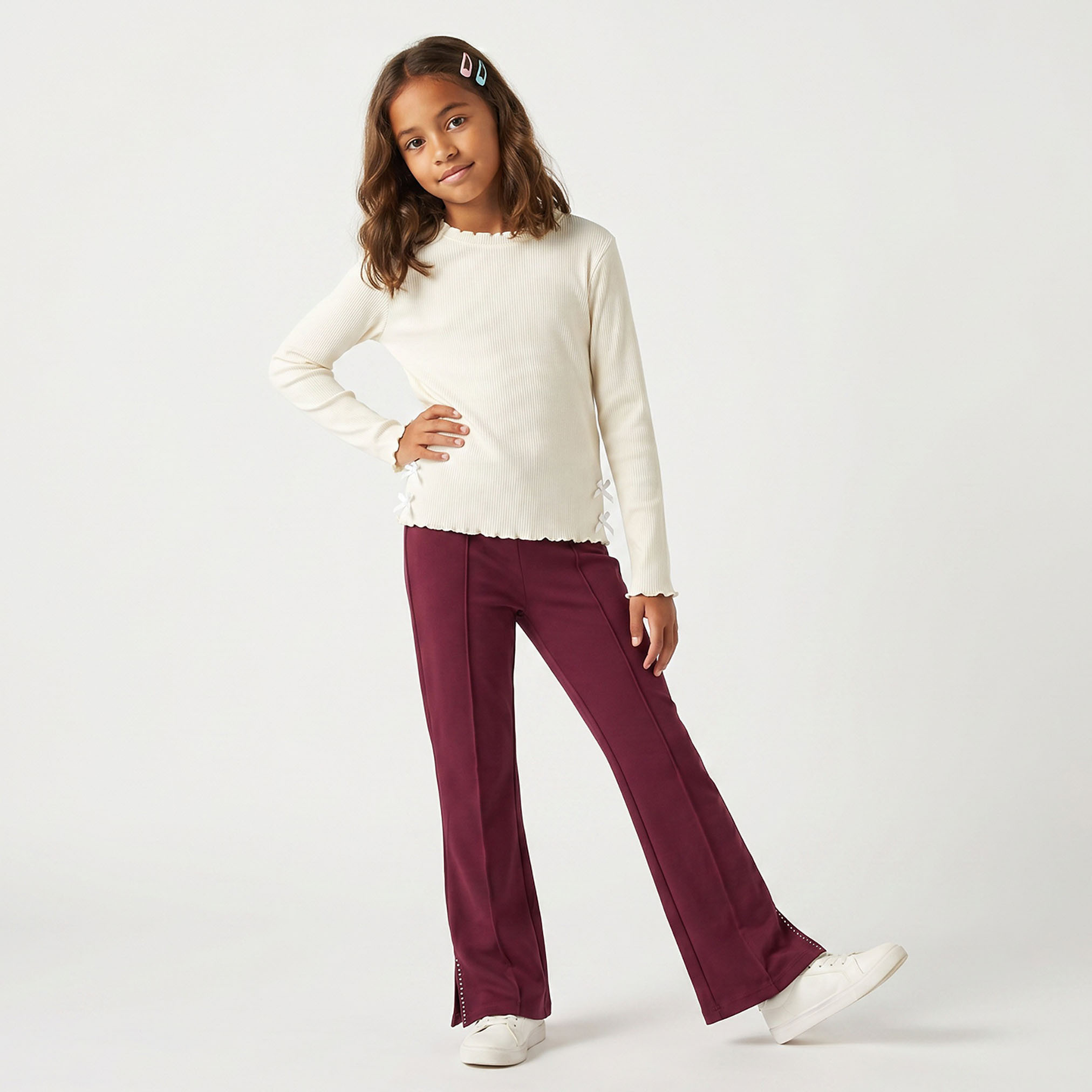 Juniors Leggings with Flared Hem-girls-clothing-bottoms-leggings-image-2