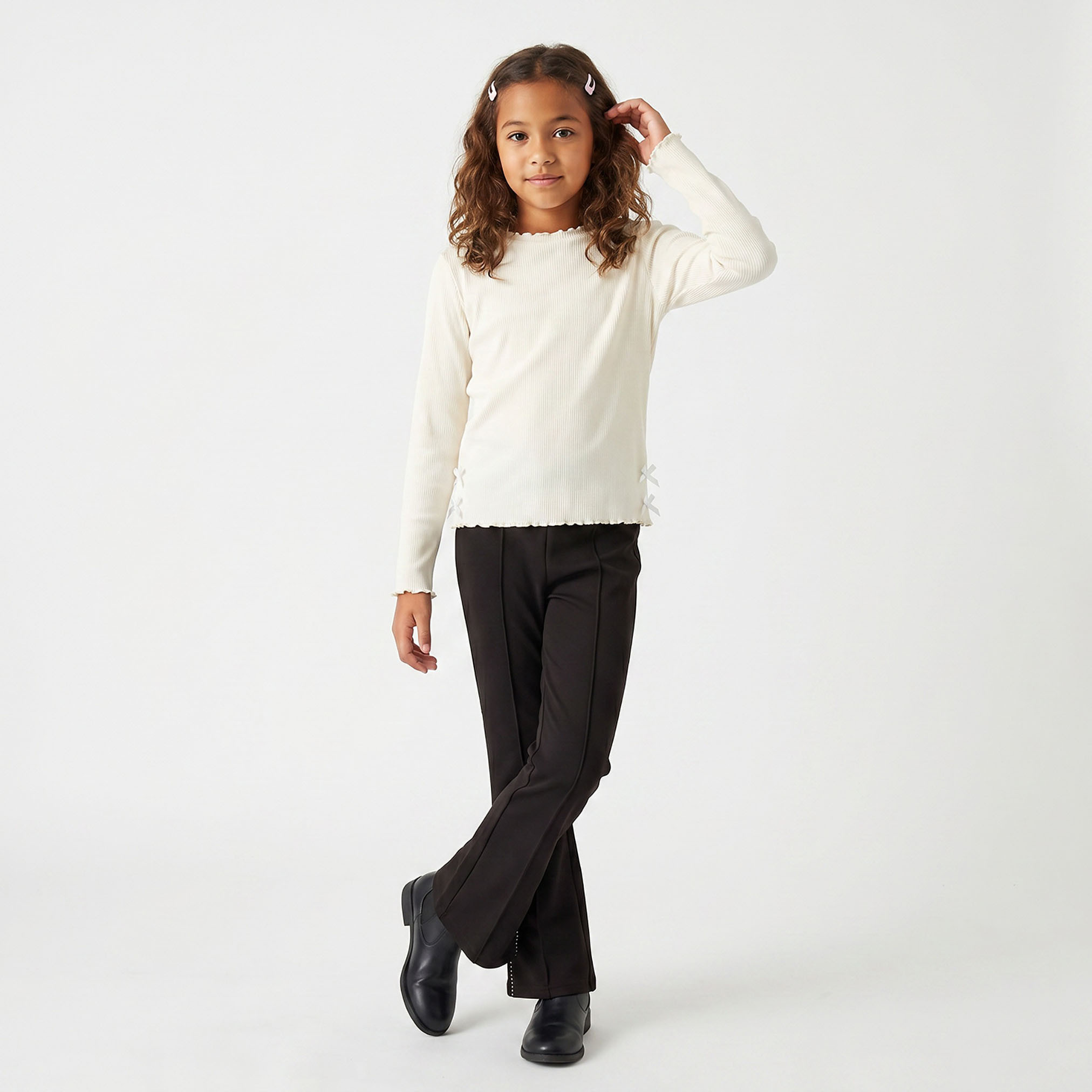 Juniors Leggings with Flared Hem-girls-clothing-bottoms-leggings-image-2