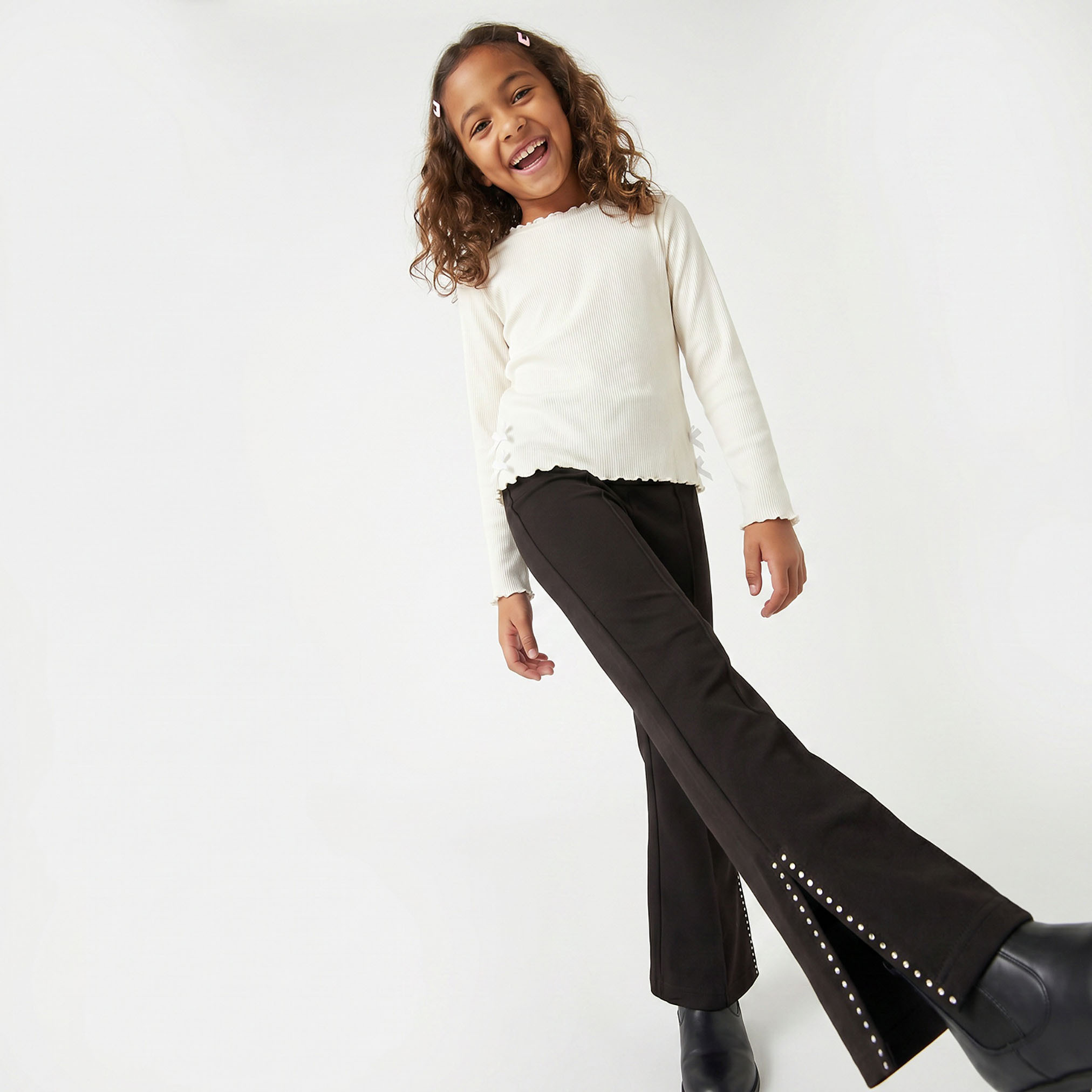 Juniors Leggings with Flared Hem-girls-clothing-bottoms-leggings-image-5