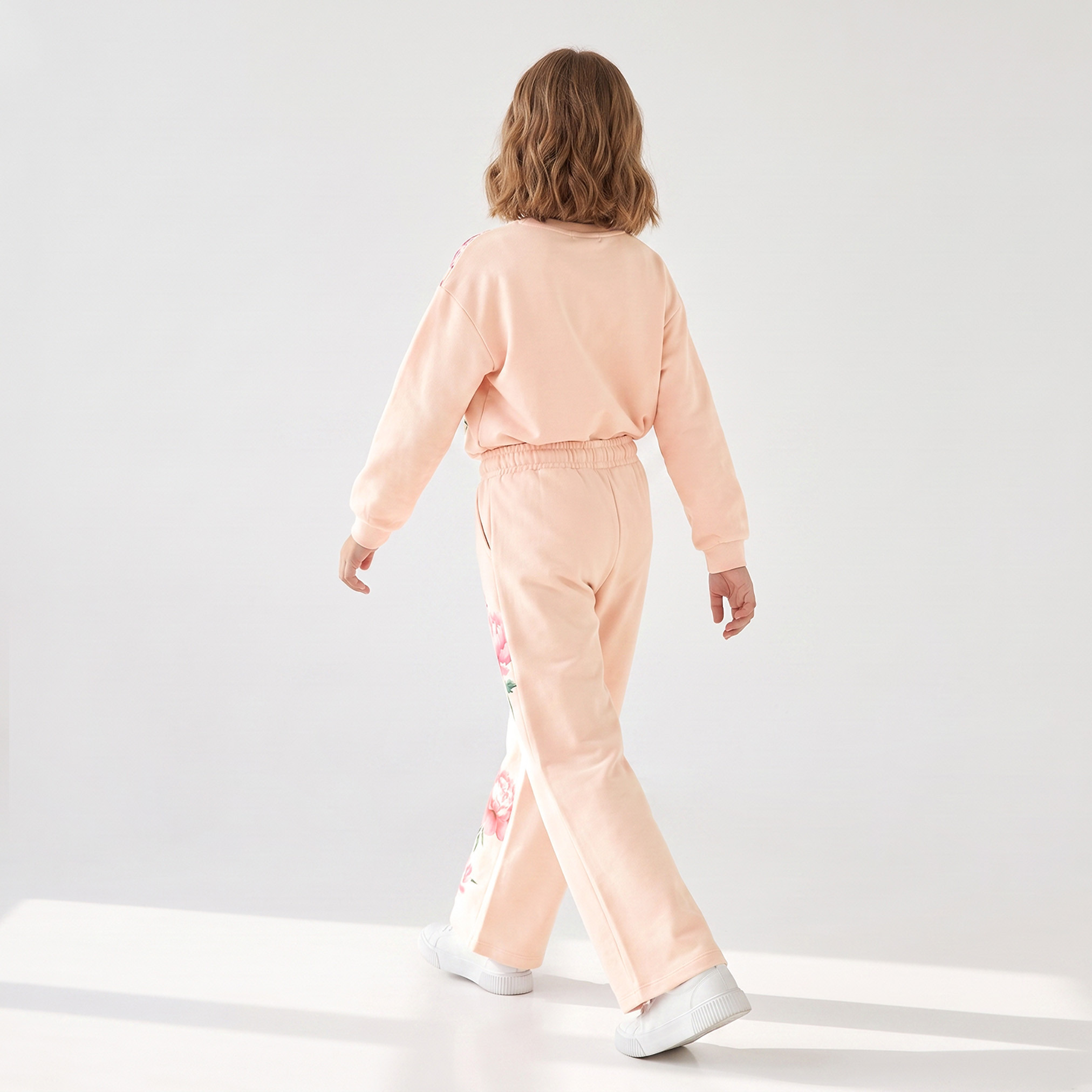 بنطلون رياضي بخصر مطاطي ورباط وطبعات زهرية-girls-clothing-bottoms-joggersandtrackpants-image-3