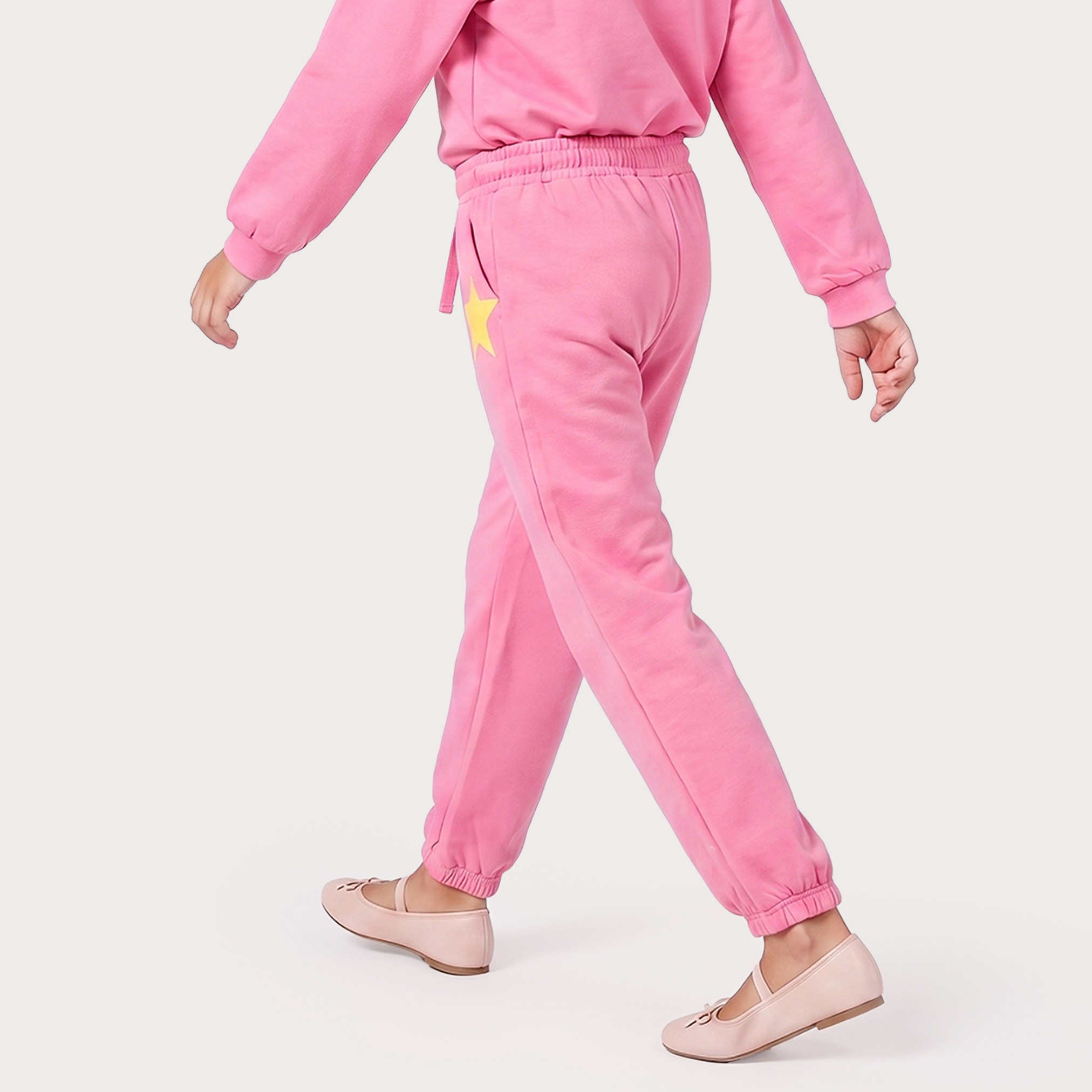 بنطلون رياضي بخصر مطاطي ورباط وطبعات نجوم من جونيورز-girls-clothing-bottoms-joggersandtrackpants-image-3