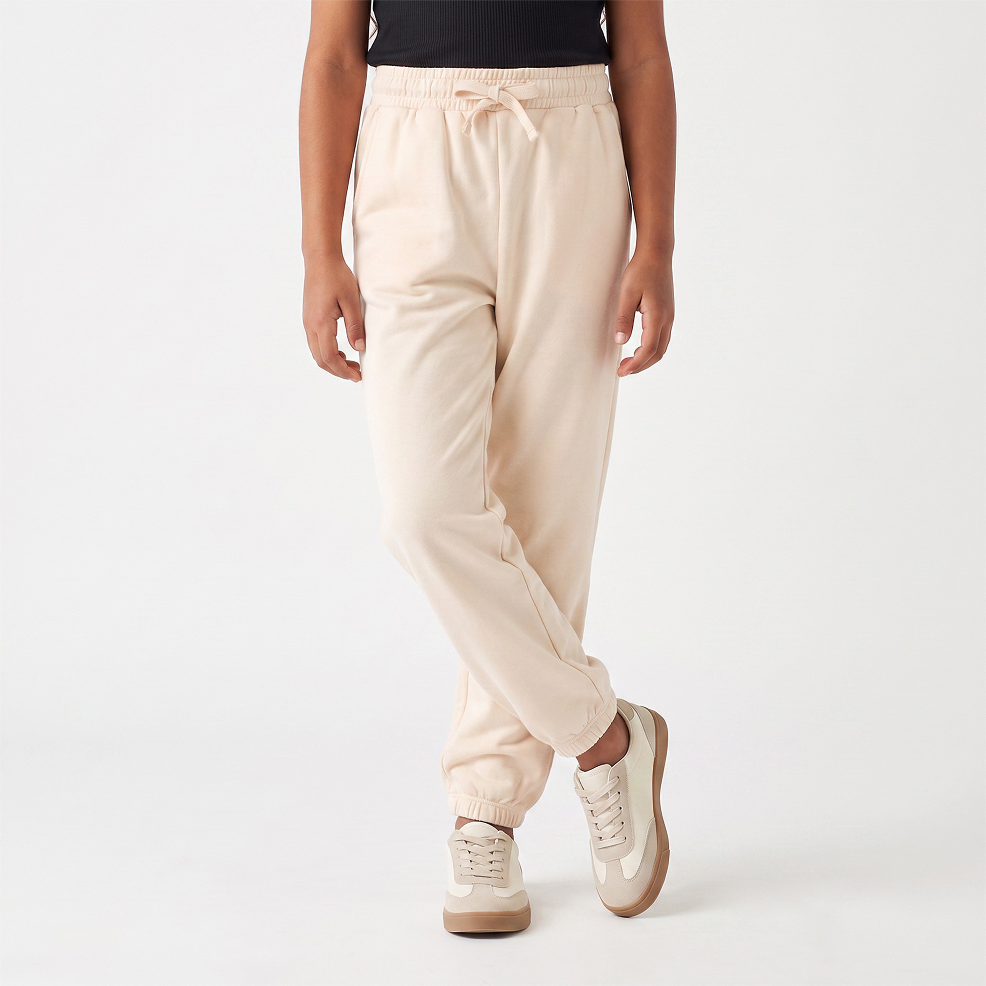 بنطلون رياضي بخصر مطاطي ورباط وجيوب من جونيورز-girls-clothing-bottoms-joggersandtrackpants-image-1