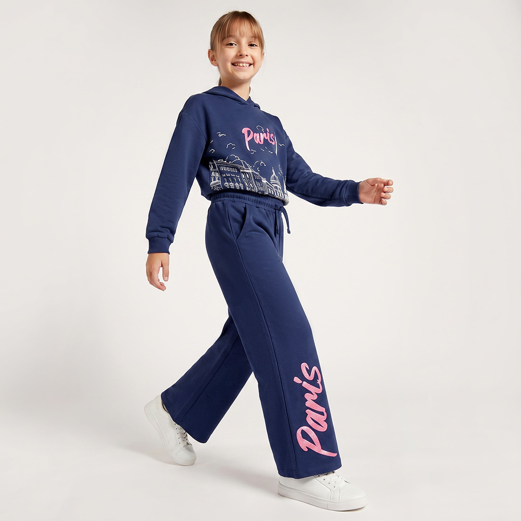بنطلون رياضي بخصر مطاطي ورباط وطبعات من جونيورز-girls-clothing-bottoms-joggersandtrackpants-image-2