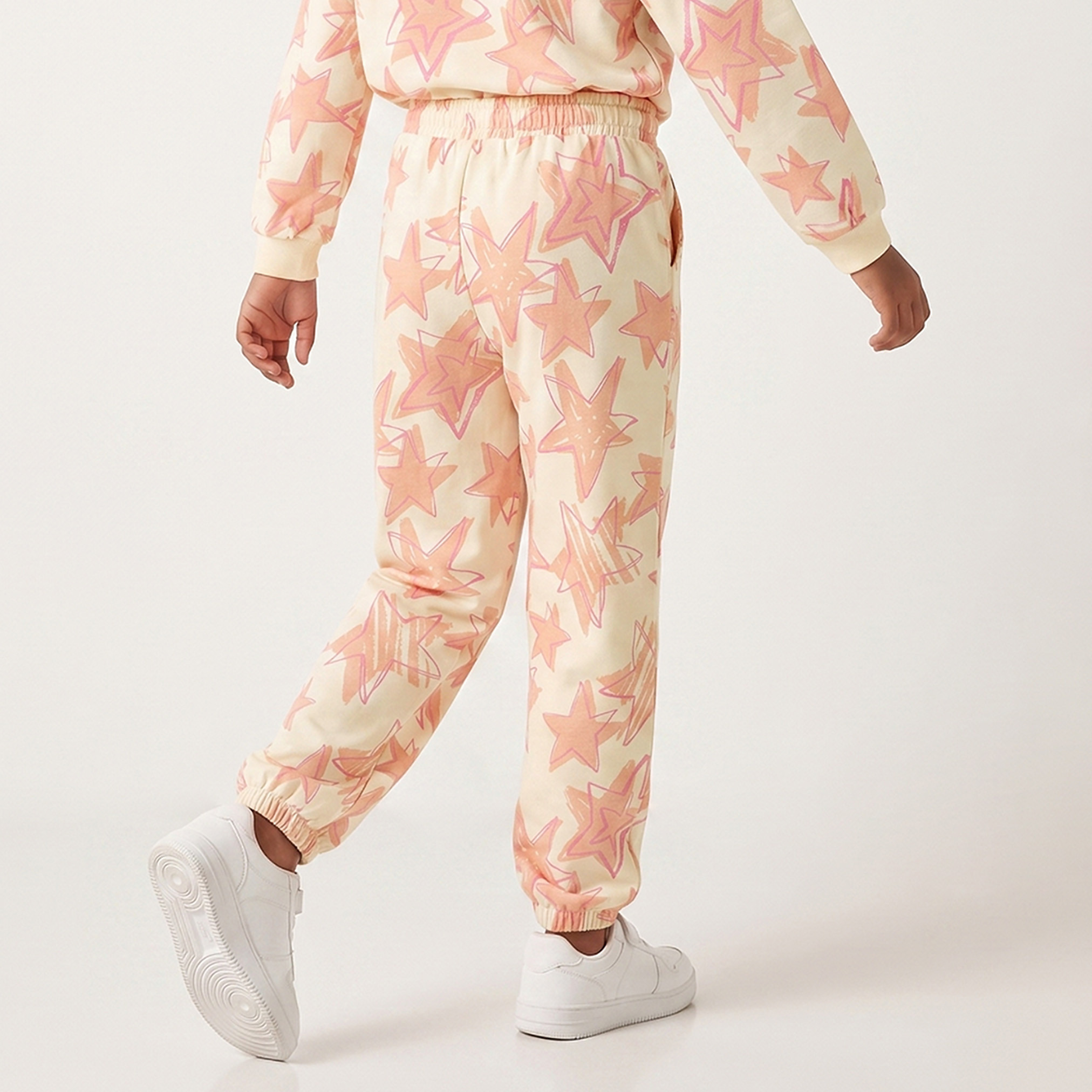 Juniors Elasticated Waist Joggers with Star Print-girls-clothing-bottoms-joggersandtrackpants-image-2