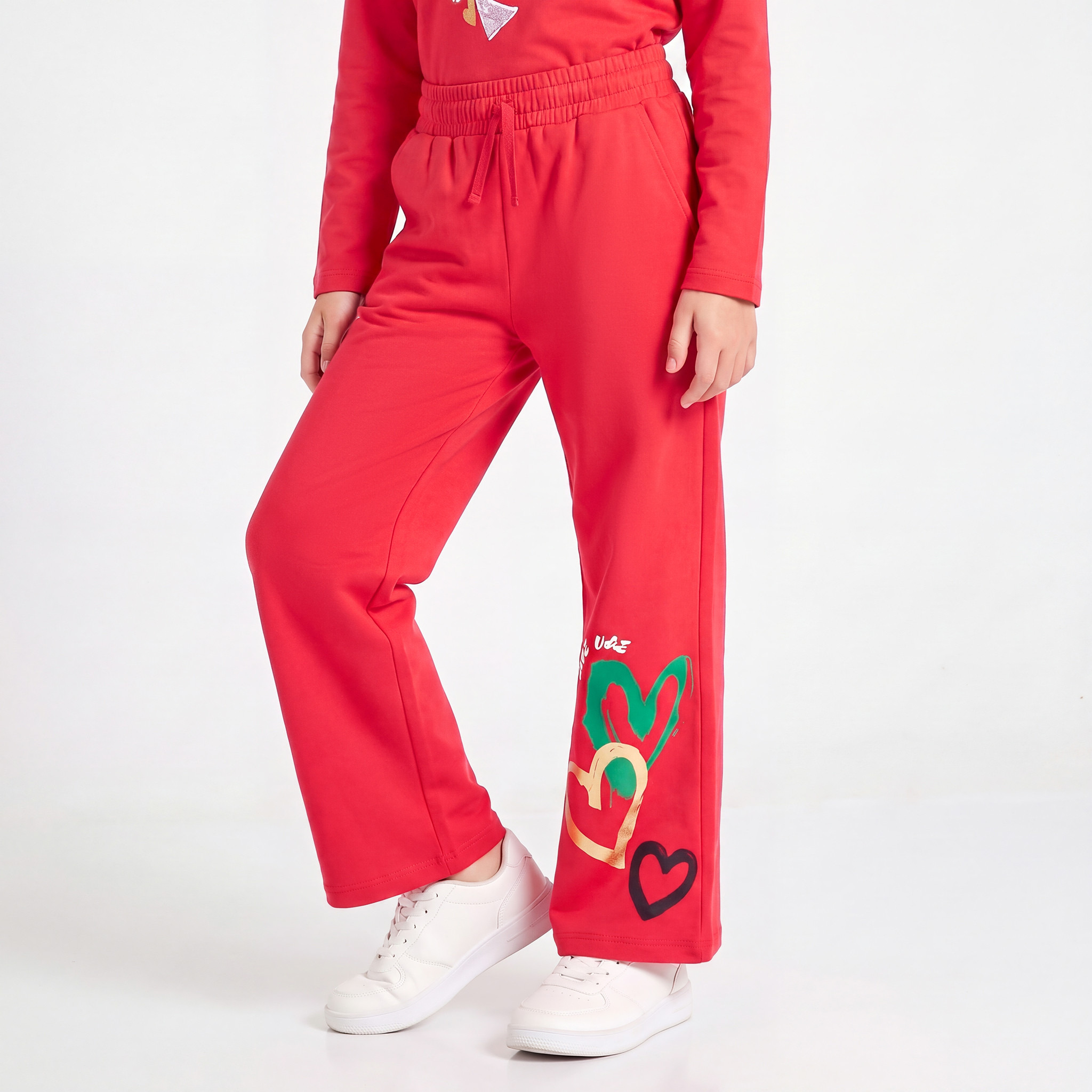 Juniors Regular Fit Trackpants with Pockets, Drawstring Waist-girls-clothing-bottoms-joggersandtrackpants-image-1