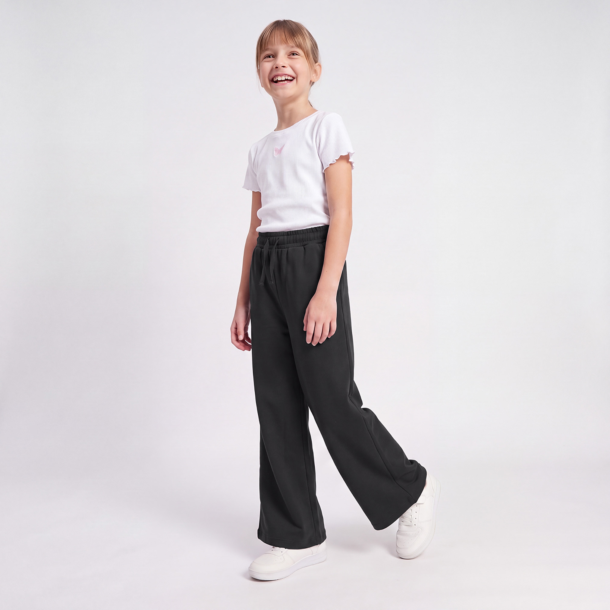 بنطلون رياضي بخصر مطاطي ورباط وجيوب من جونيورز-girls-clothing-bottoms-joggersandtrackpants-image-2