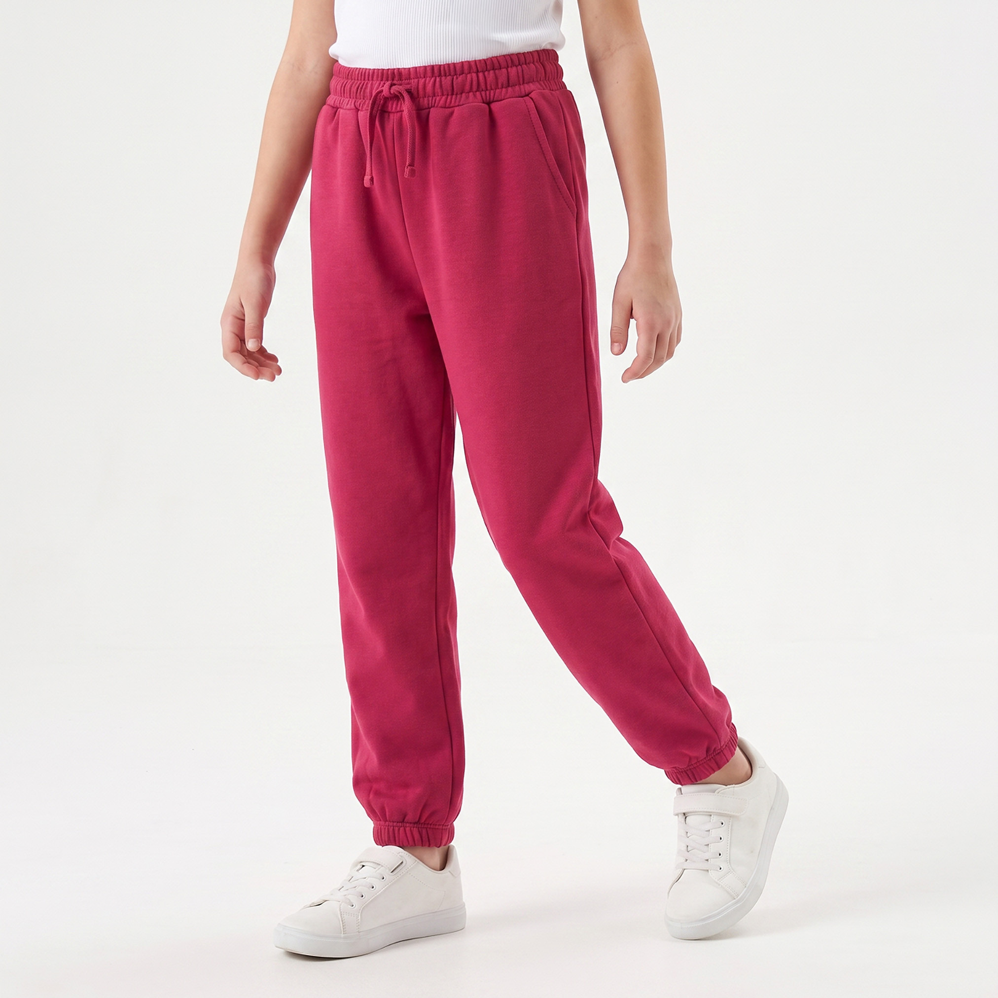 بنطلون رياضي بخصر مطاطي برباط وجيوب من جونيورز-girls-clothing-bottoms-joggersandtrackpants-image-1