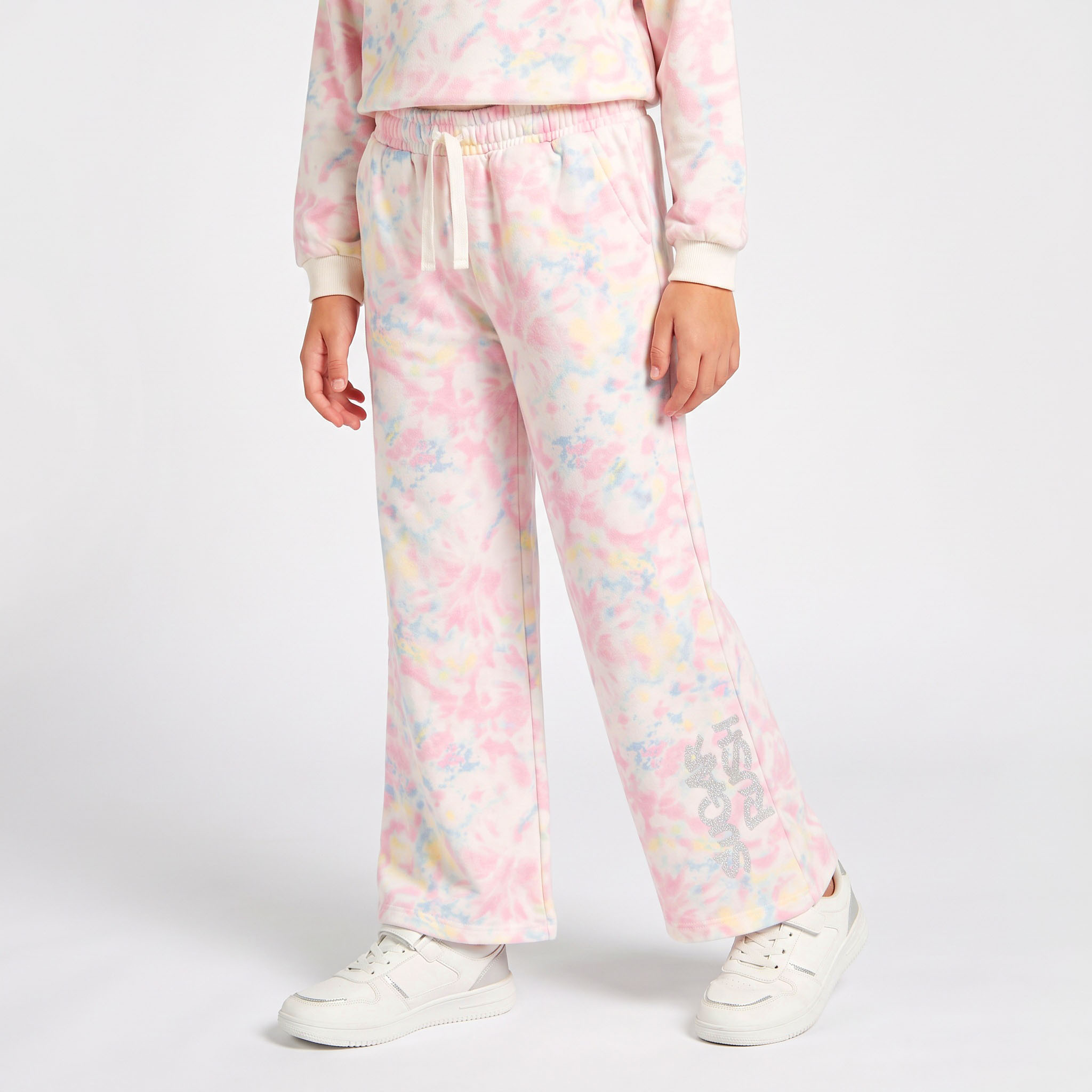Juniors Drawstring Waist Track Pants with Pockets-girls-clothing-bottoms-joggersandtrackpants-image-1