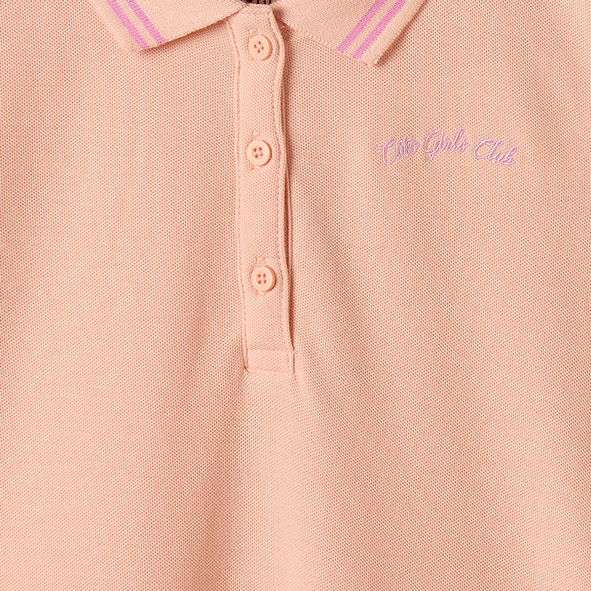 Juniors Collared Short Sleeves Knee Length T-shirt Dress with Flounce Hem-girls-clothing-dressesandjumpsuits-image-3