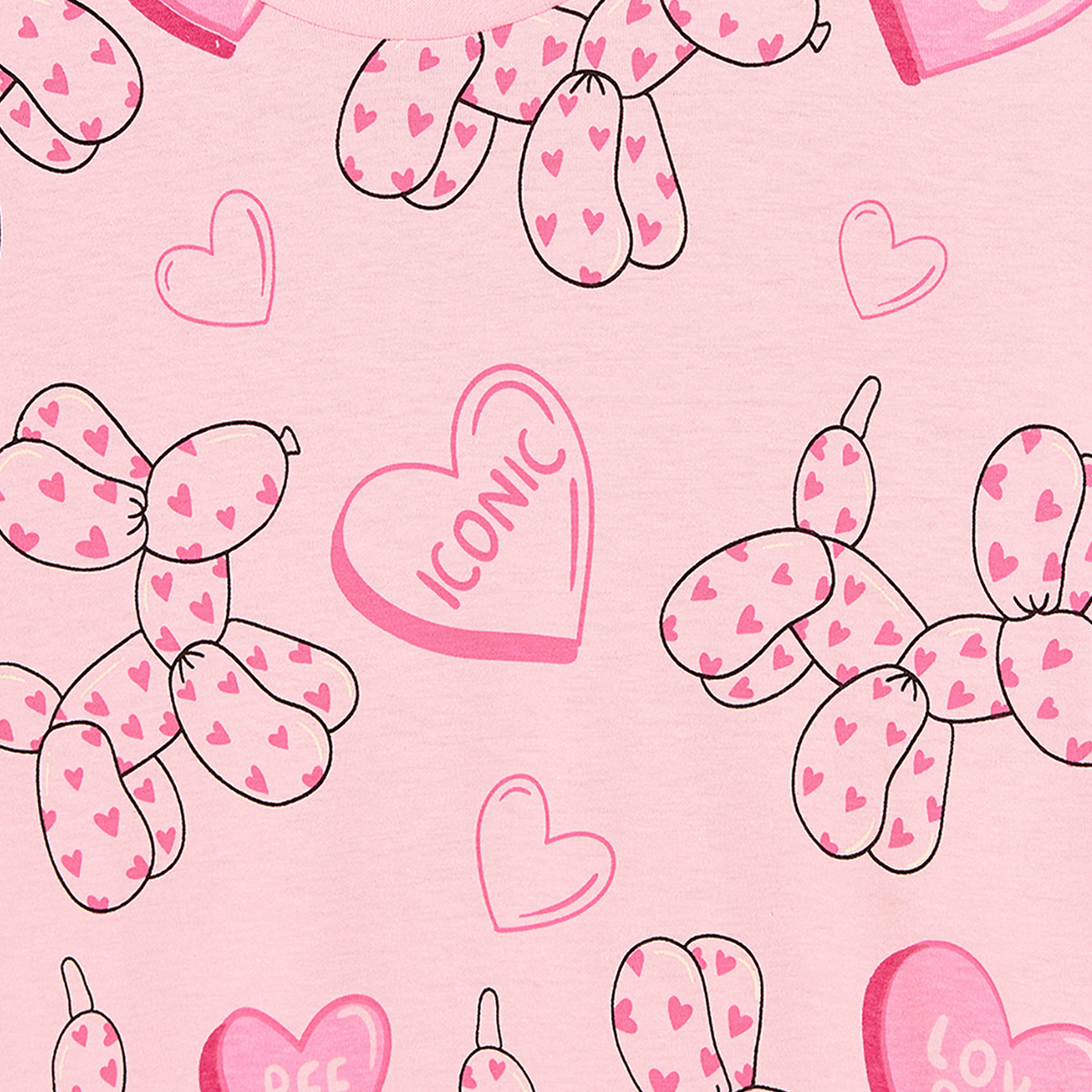 Juniors Round Neck Short Sleeves Knee Length A-line Dress with Heart Print-girls-clothing-dressesandjumpsuits-image-3