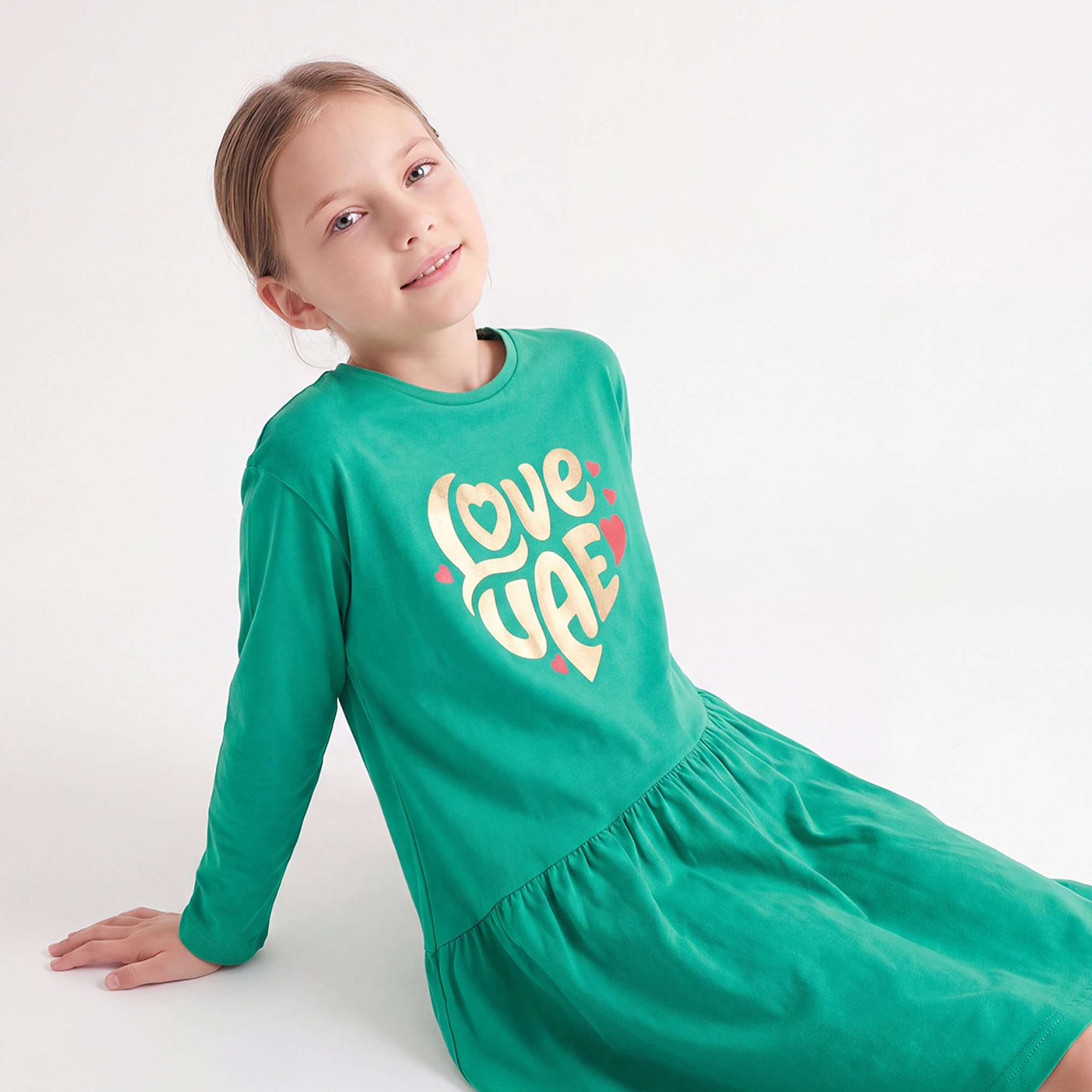 فستان إيه لاين بياقة مستديرة وأكمام طويلة وطبعات من جونيورز-girls-clothing-dressesandjumpsuits-image-4