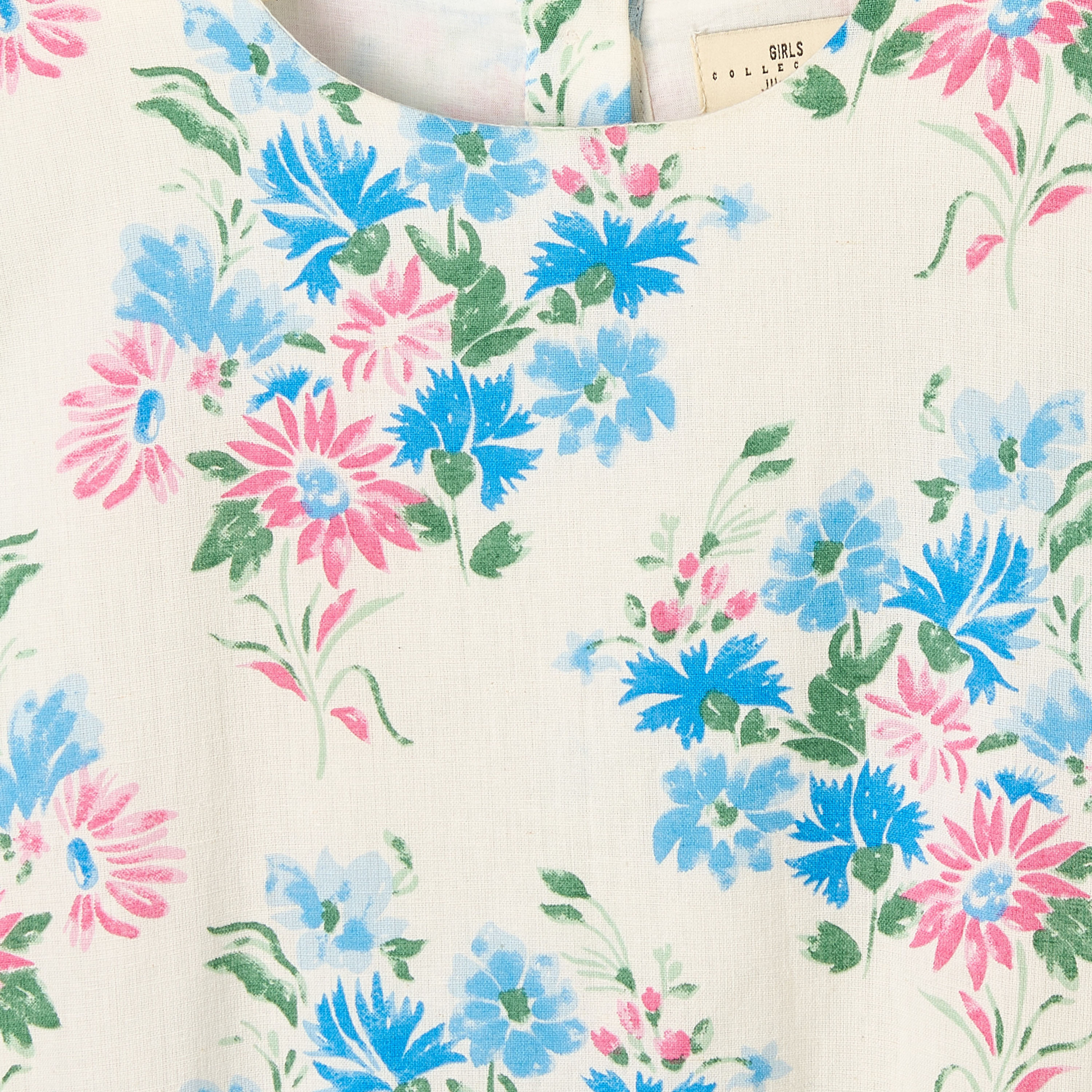 Juniors Round Neck Short Sleeves Knee Length A-line Dress with Floral Print-girls-clothing-dressesandjumpsuits-image-3