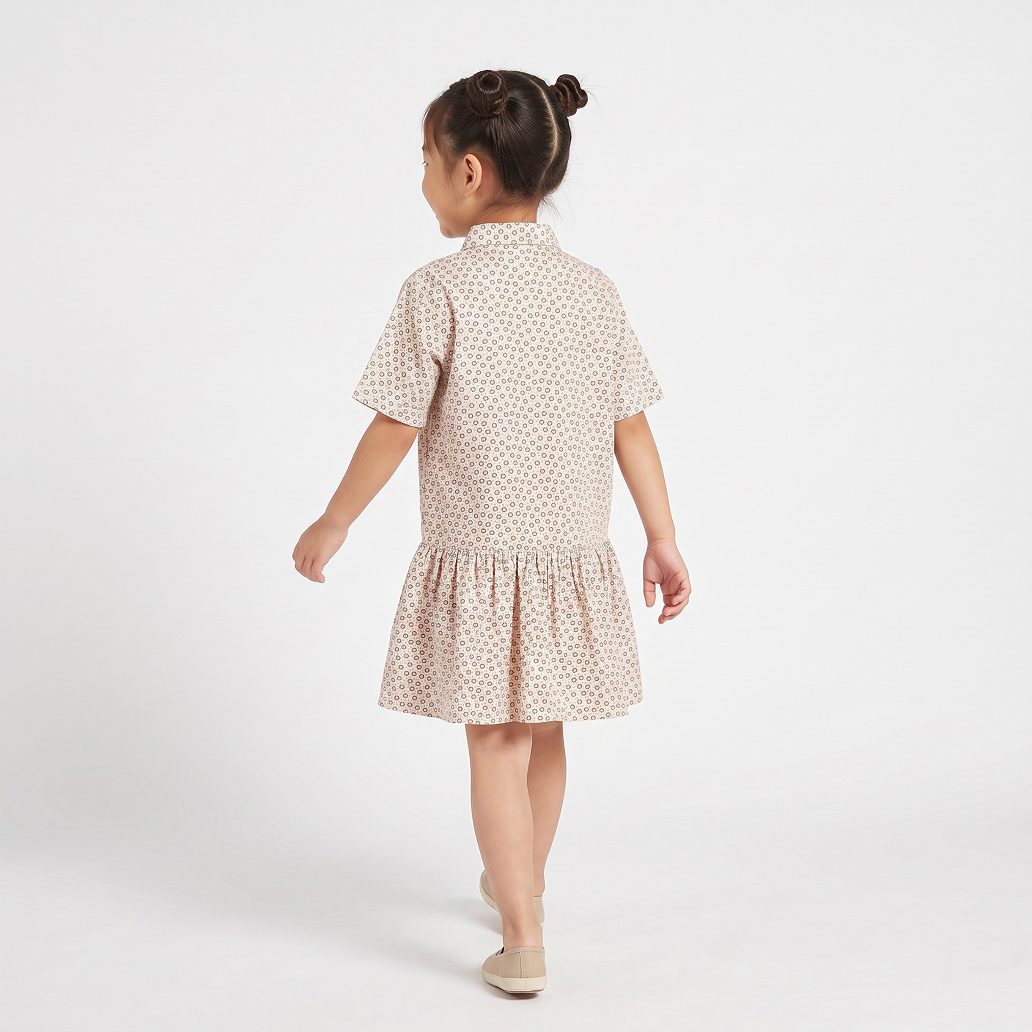 Juniors Collared Short Sleeves Drop-Waist Dress with Floral Print-girls-clothing-dressesandjumpsuits-image-2