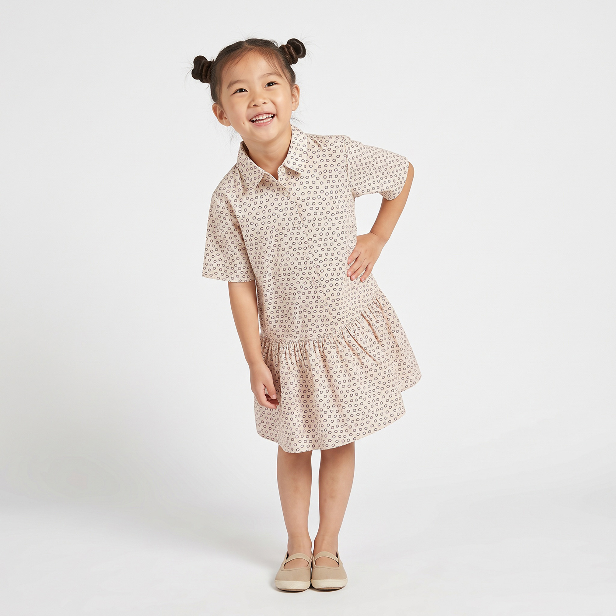 Juniors Collared Short Sleeves Drop-Waist Dress with Floral Print-girls-clothing-dressesandjumpsuits-image-5