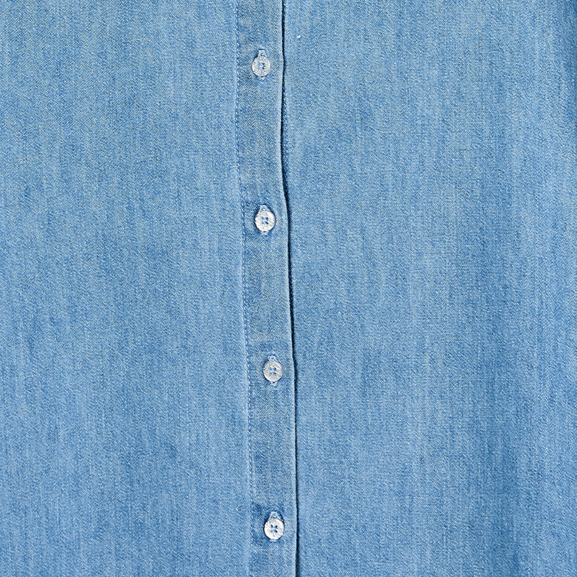 Juniors Collared Short Sleeves Knee Length Denim Drop-Waist Dress with Tiered Detail-girls-clothing-dressesandjumpsuits-image-3