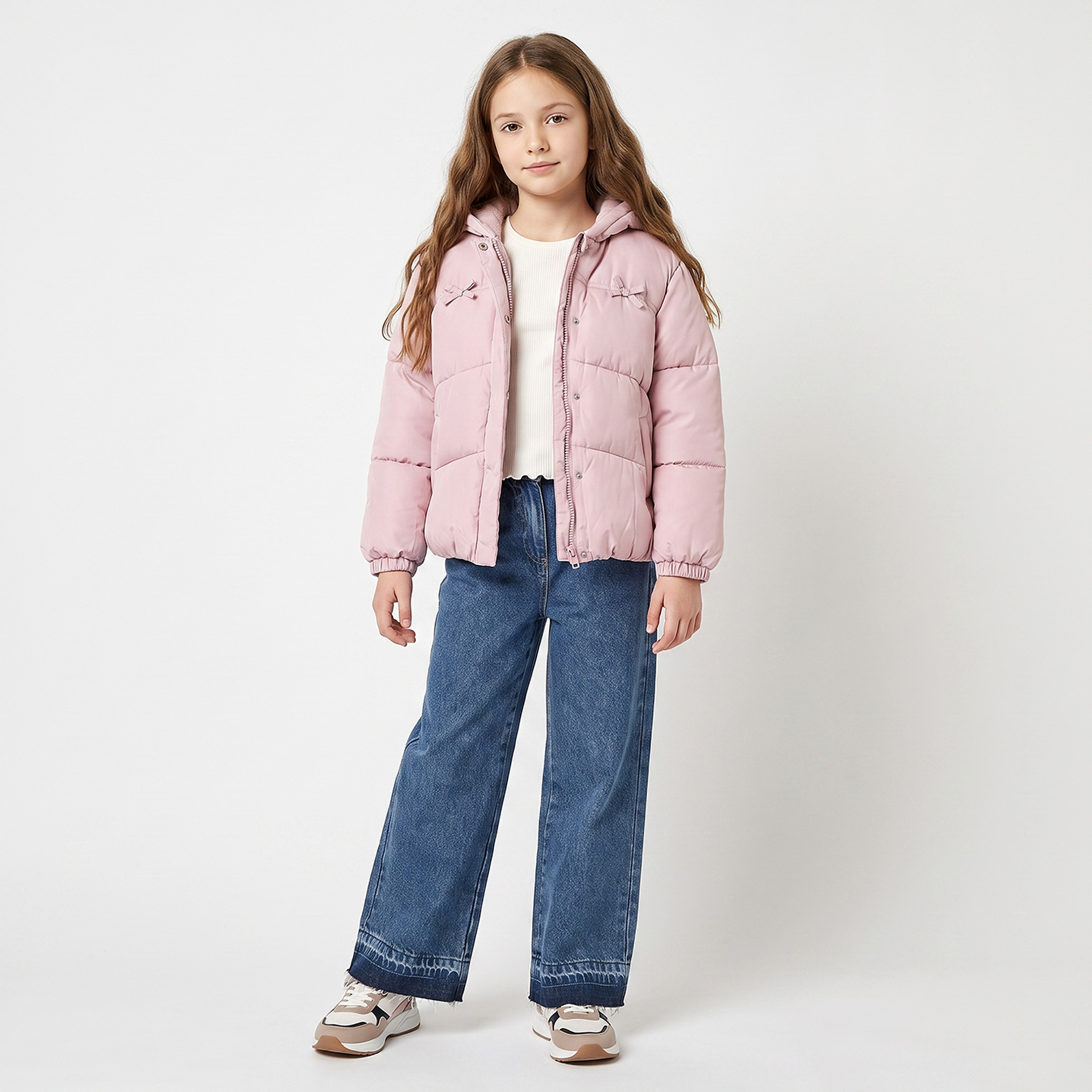 جاكيت منفوخ بأكمام طويلة وقبعة وفيونكة من جونيورز-girls-clothing-jacketsandcoats-image-2