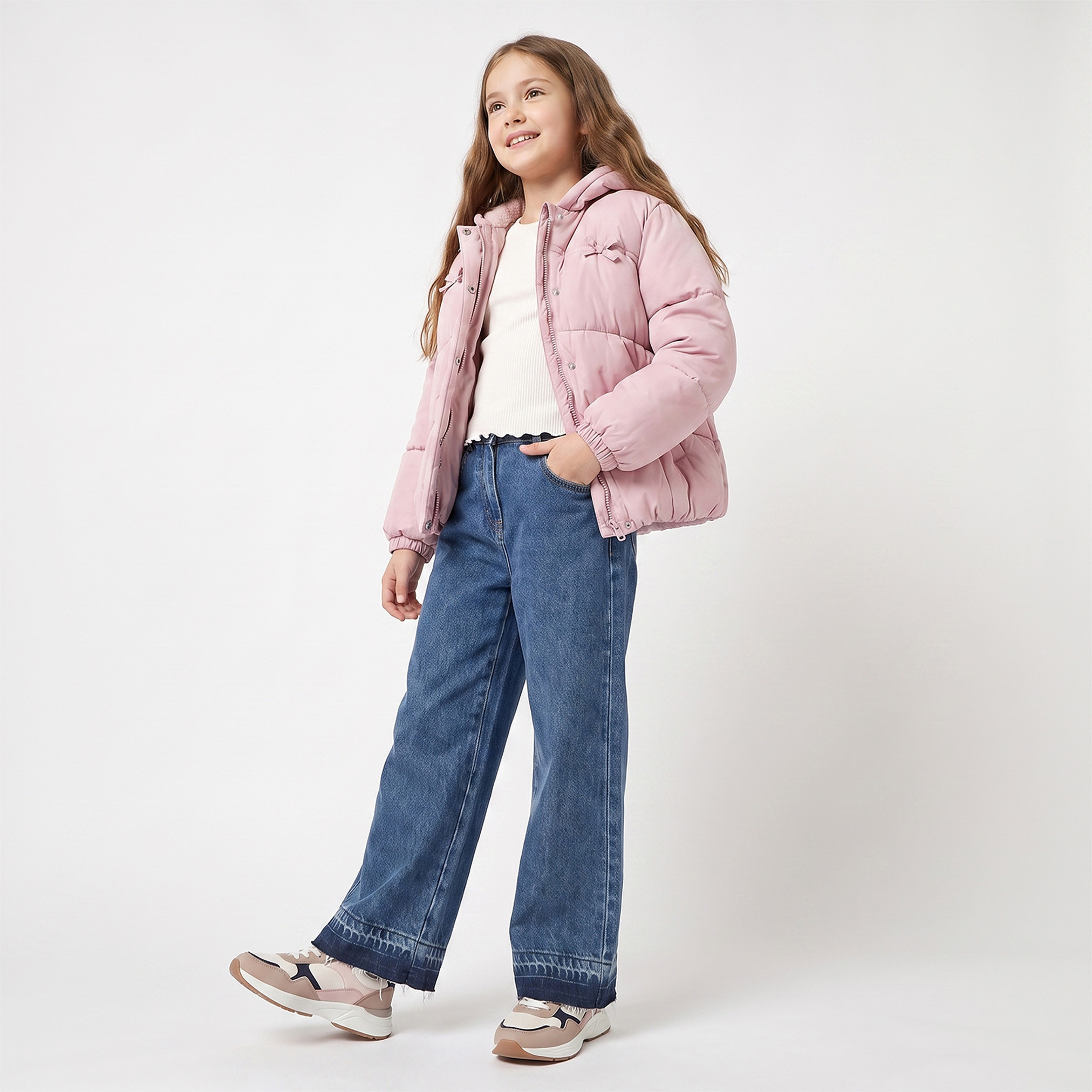 جاكيت منفوخ بأكمام طويلة وقبعة وفيونكة من جونيورز-girls-clothing-jacketsandcoats-image-5